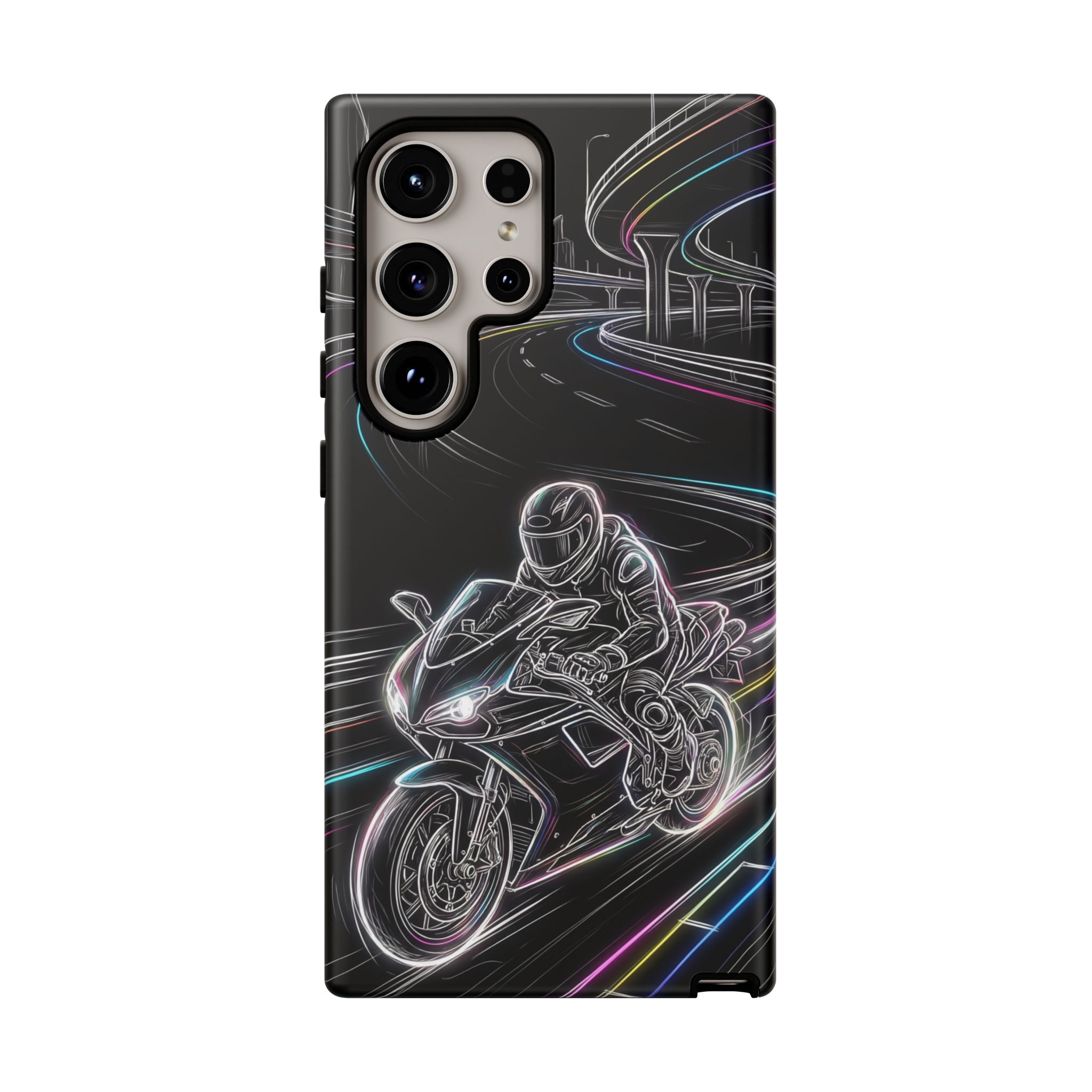 Neon Night Rider Samsung Galaxy Phone Case | Motorcycle Racing Protective Cover