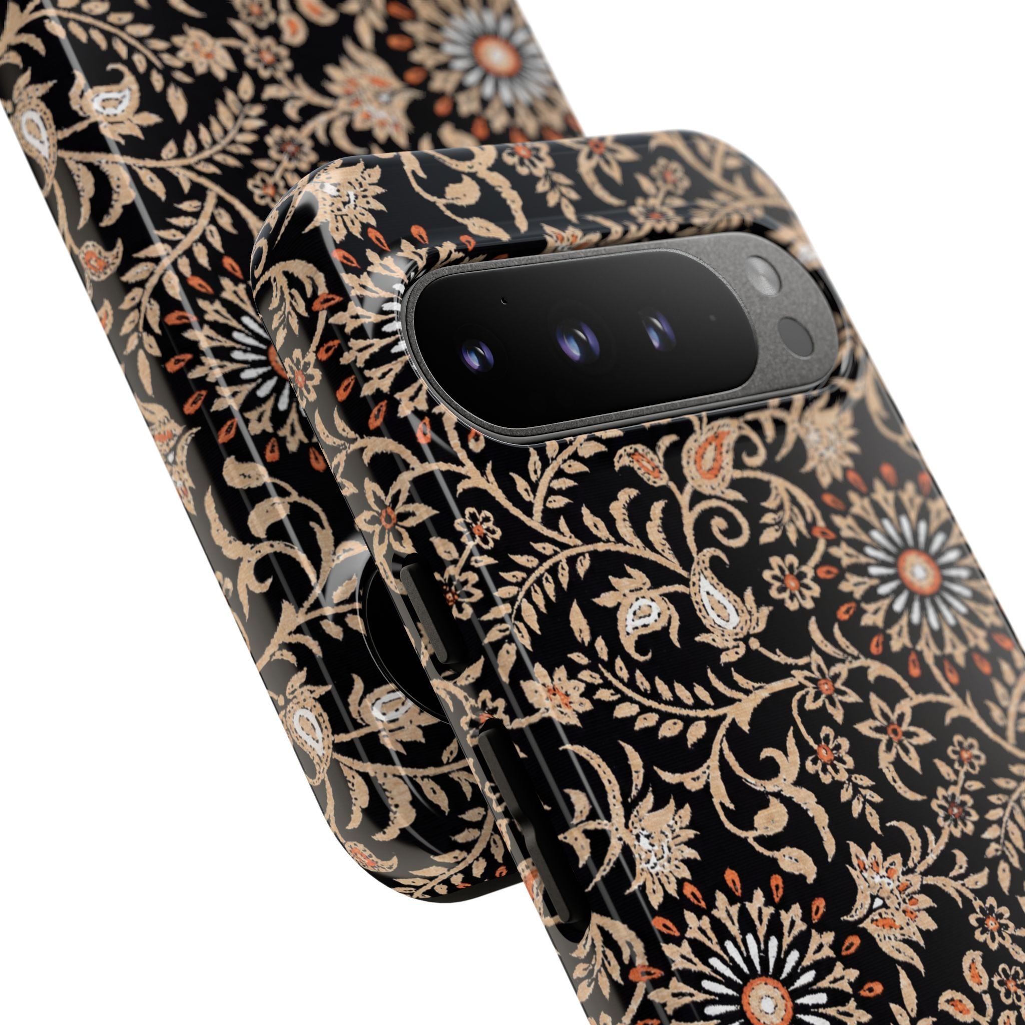 Batik Floral Black Ornate Daisies Tough Google Pixel Case