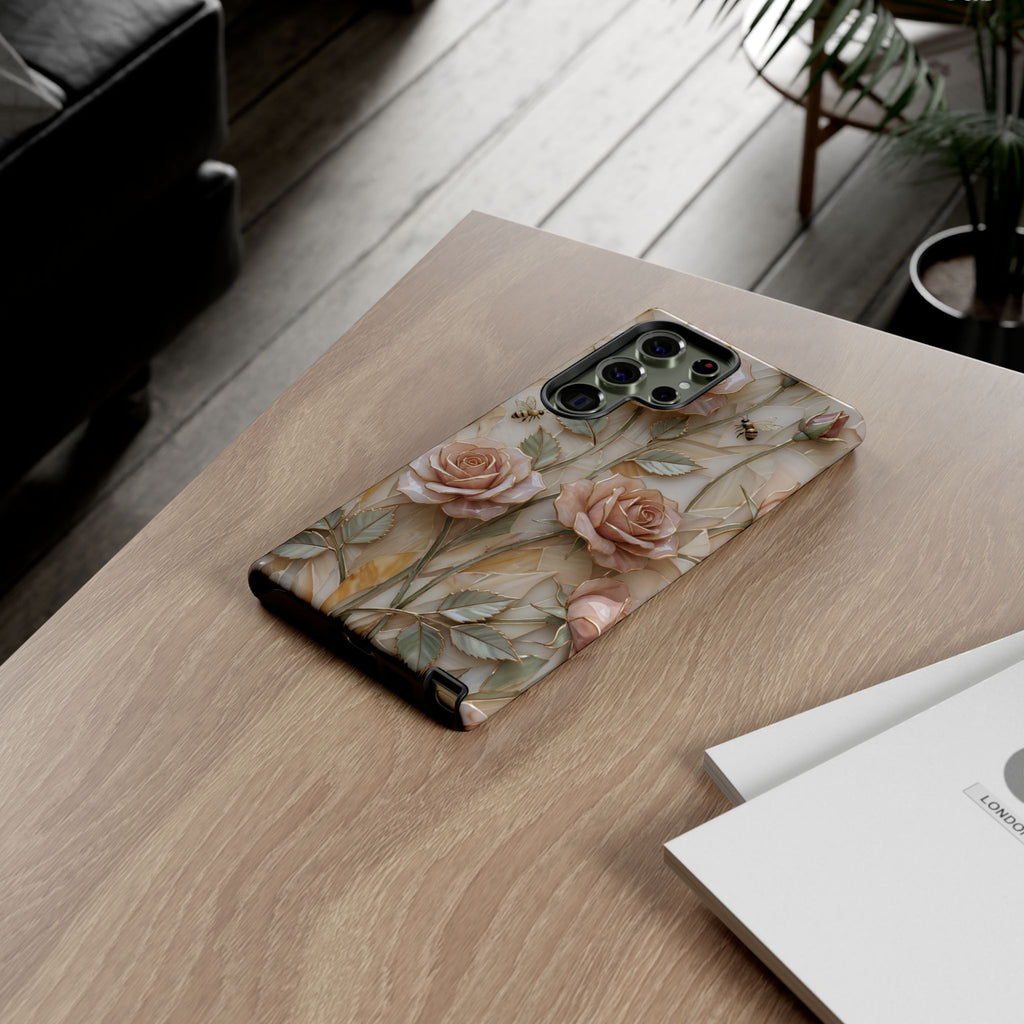 Custodia protettiva resistente per Samsung Galaxy con motivo floreale rosa vintage