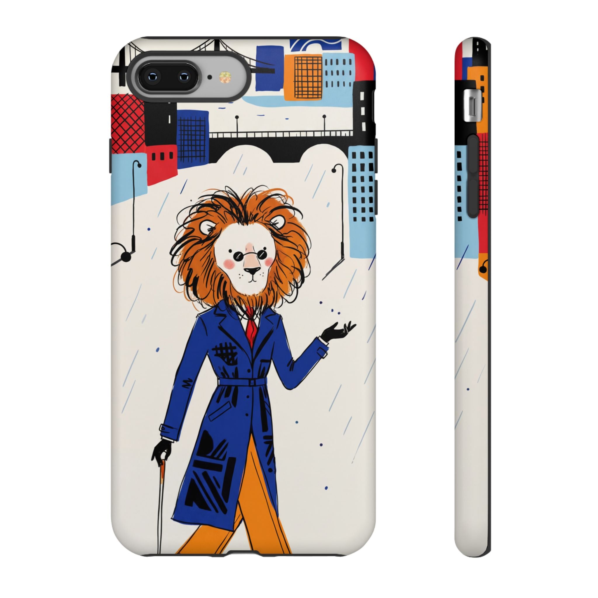 Lion Gentleman iPhone Case | Dapper Lion in City Rain