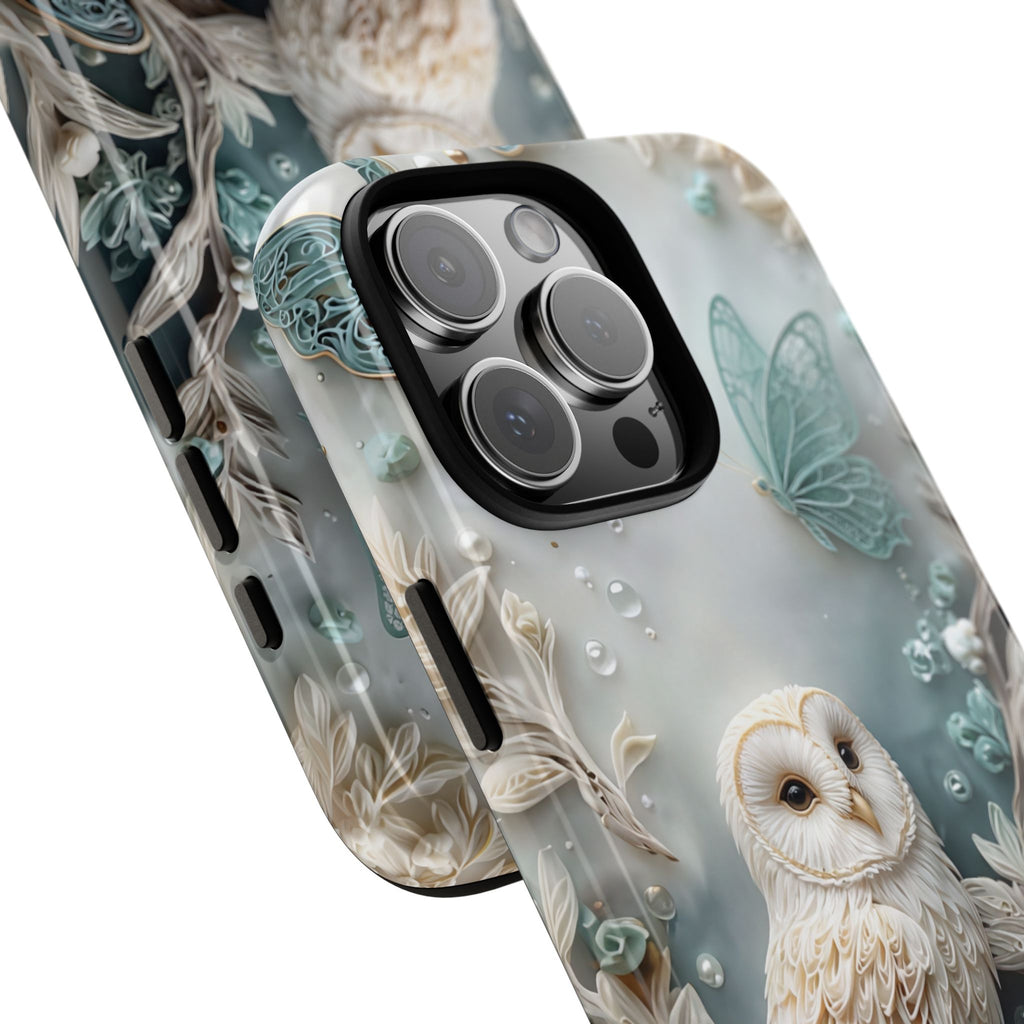 Barn Owl & Butterflies Tough iPhone Case