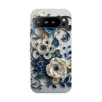 Floral Quilled Art Google Pixel Case — Blue & Cream Decorative Protection