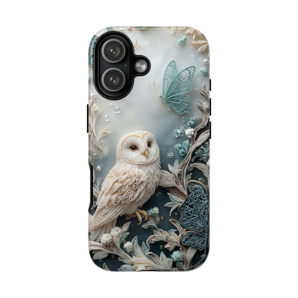 Barn Owl & Butterflies Tough iPhone Case