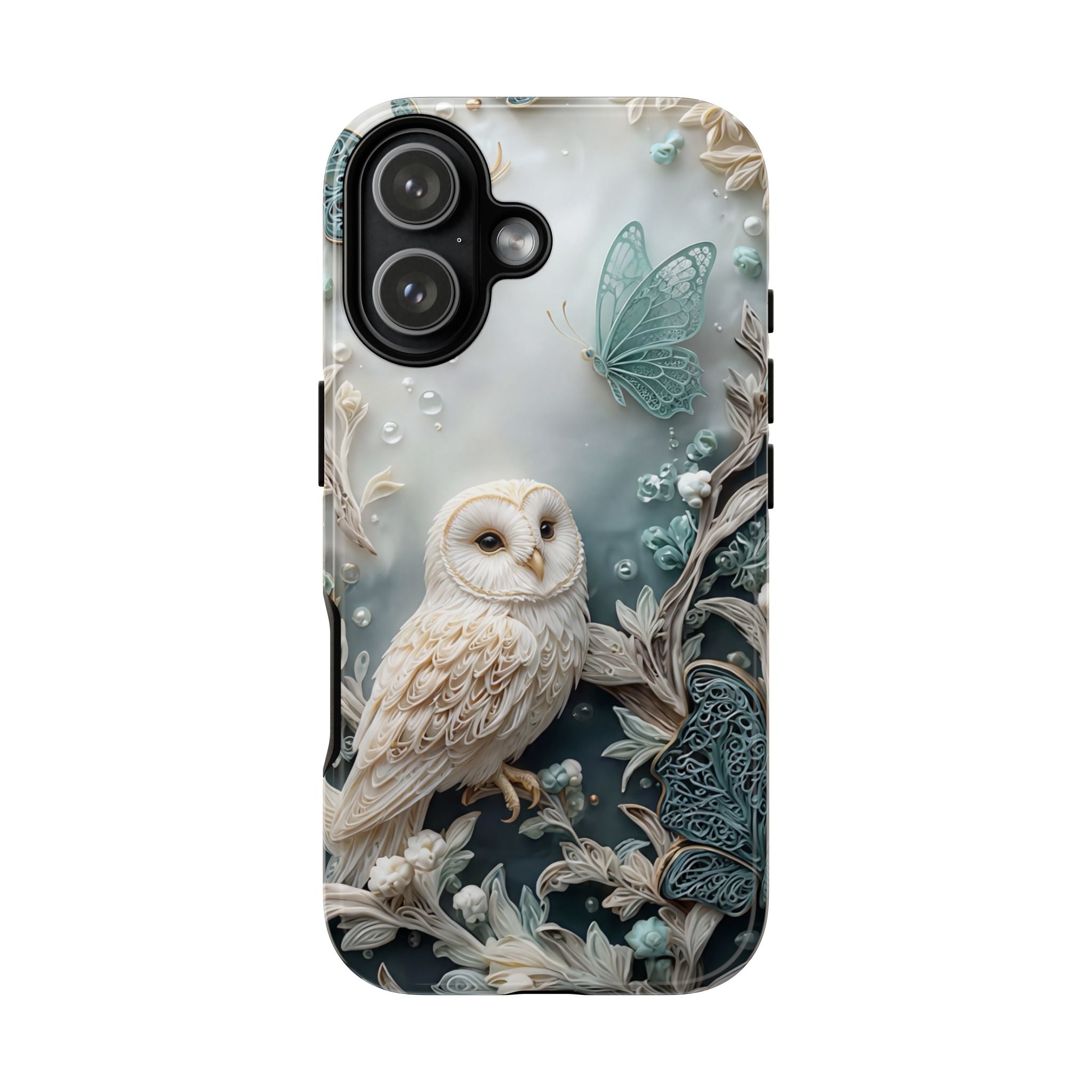 Barn Owl & Butterflies Tough iPhone Case