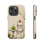 Cute Cat Tea Time iPhone Case | Kawaii Kitten with Apple Design