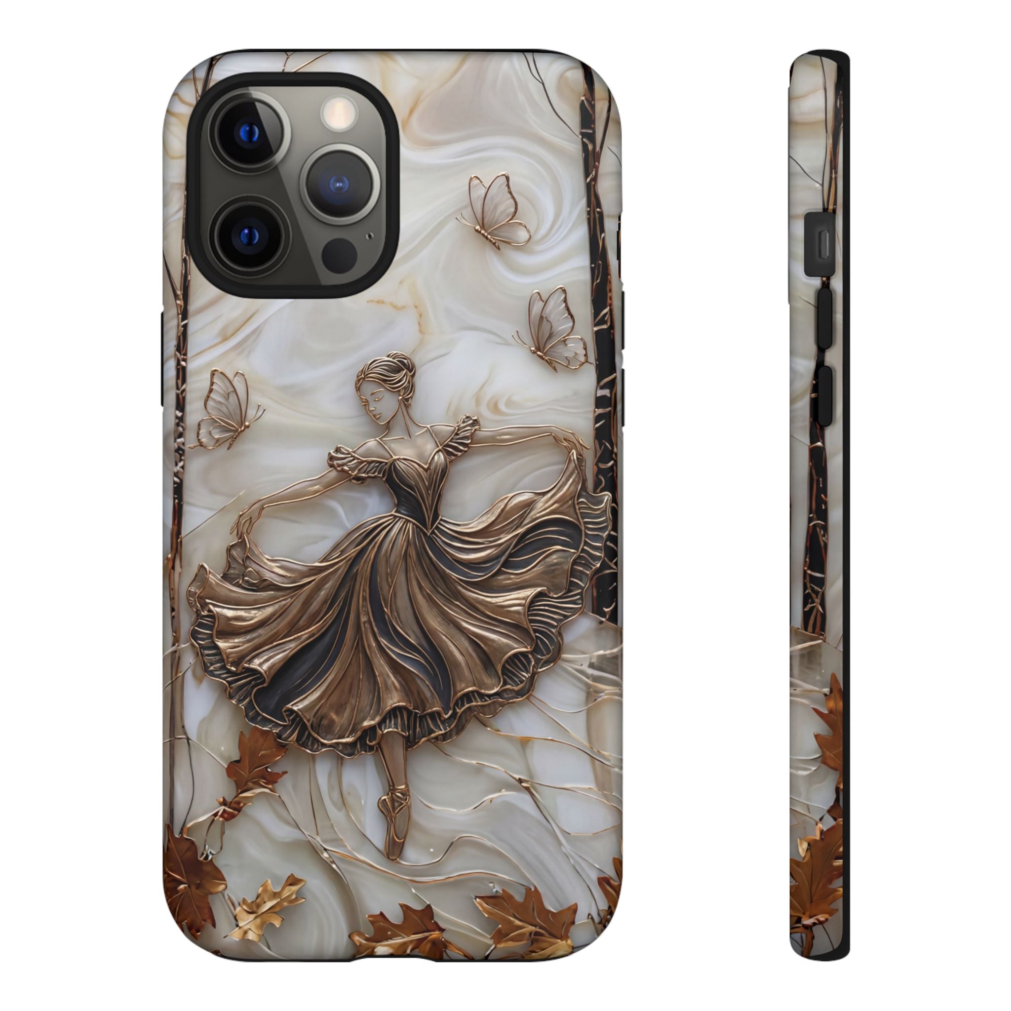 Elegant Bronze Ballerina Dance Design iPhone Case