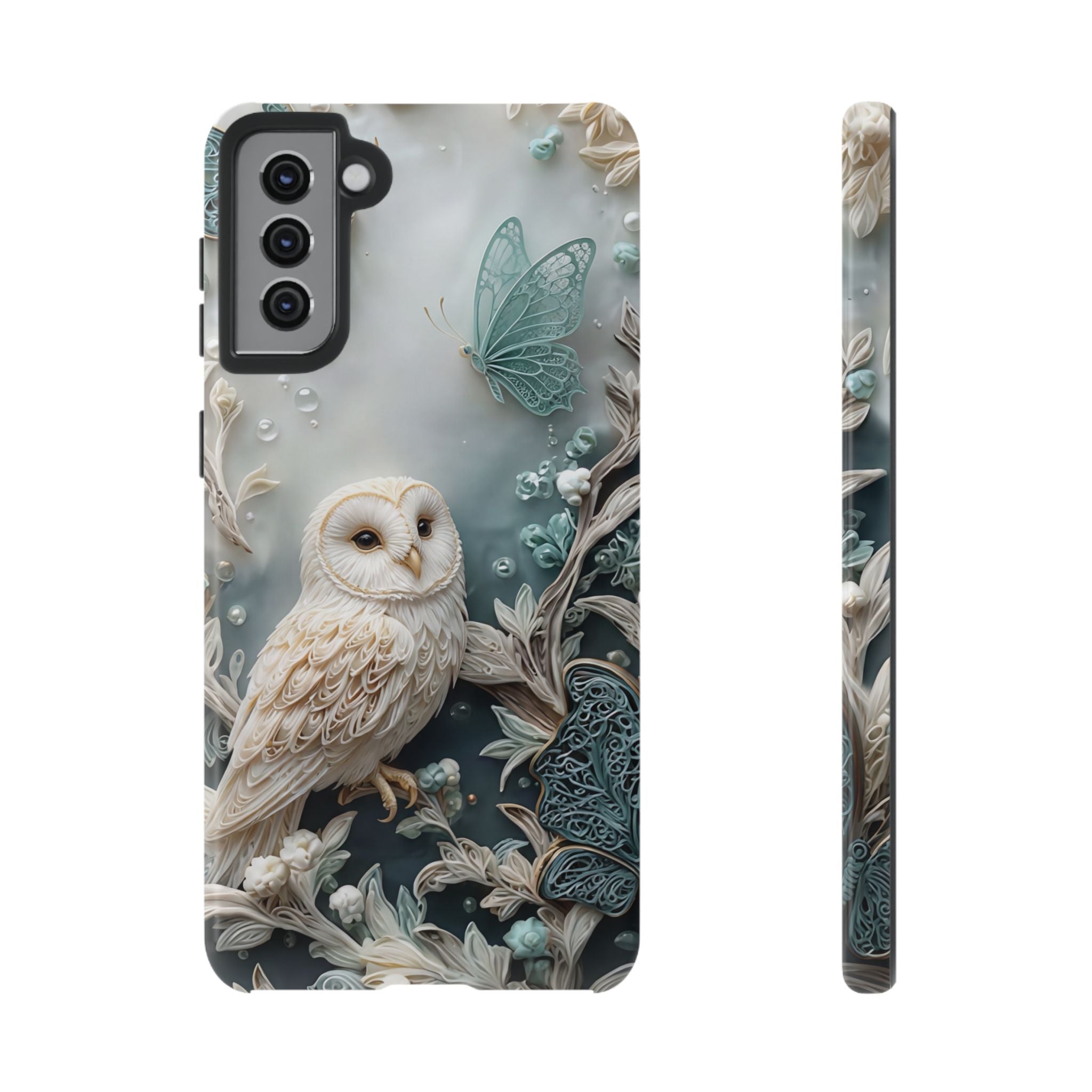 Barn Owl & Butterflies Tough Samsung Galaxy Case