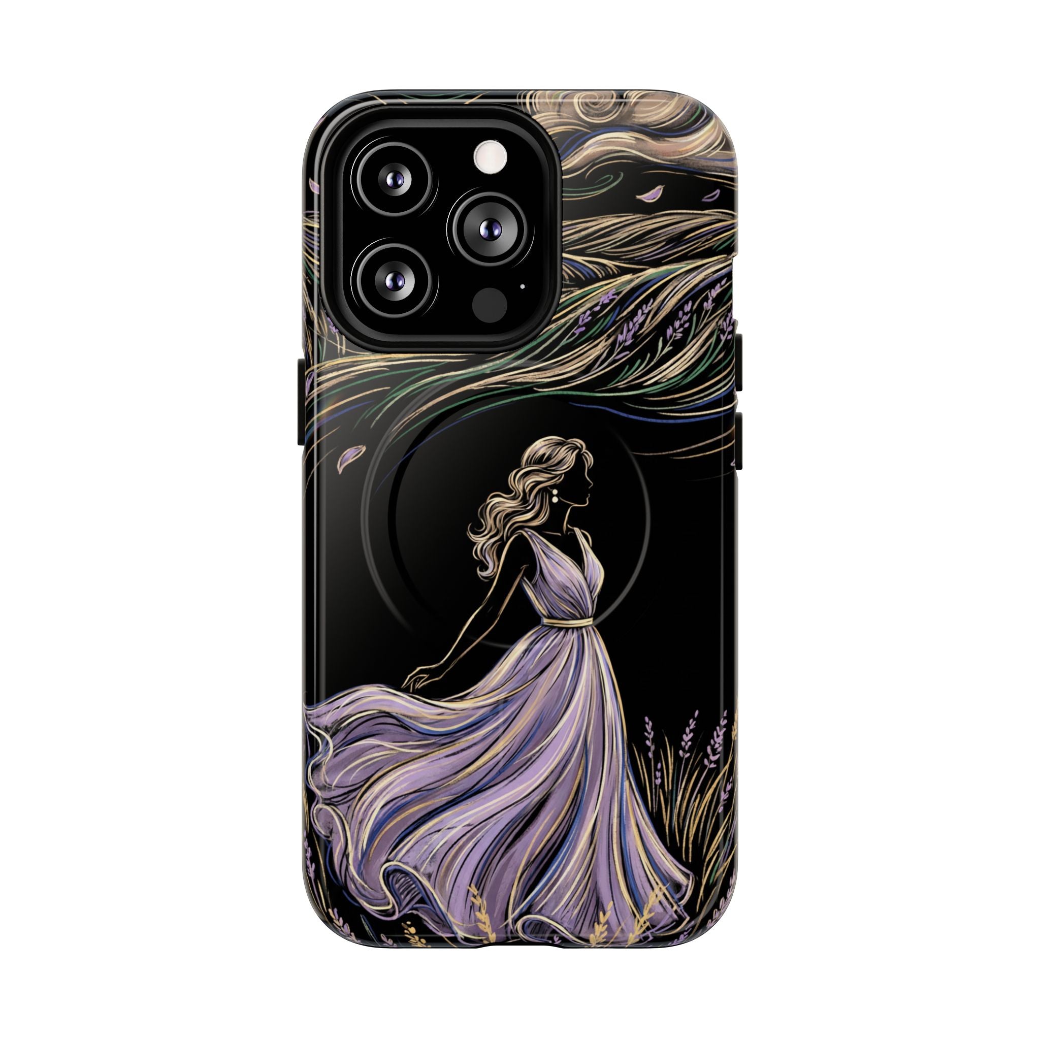 Lavender Breeze MagSafe iPhone Case | Elegant Dancing Woman Floral Protection