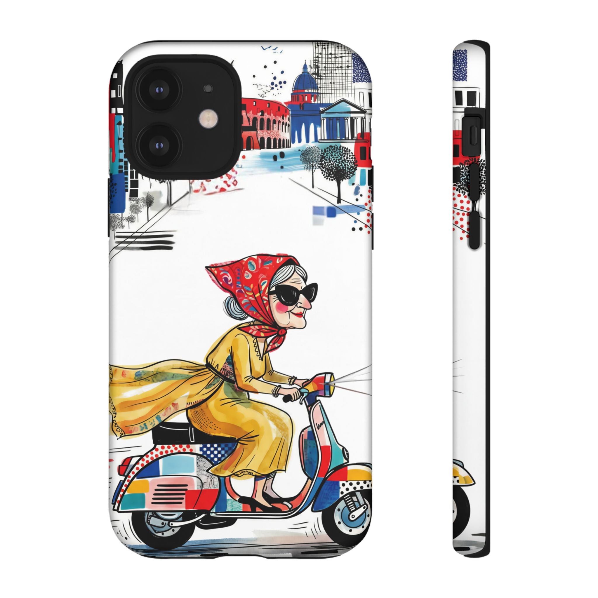 Vintage Vespa Granny iPhone Case | Retro Scooter Travel iPhone Cover