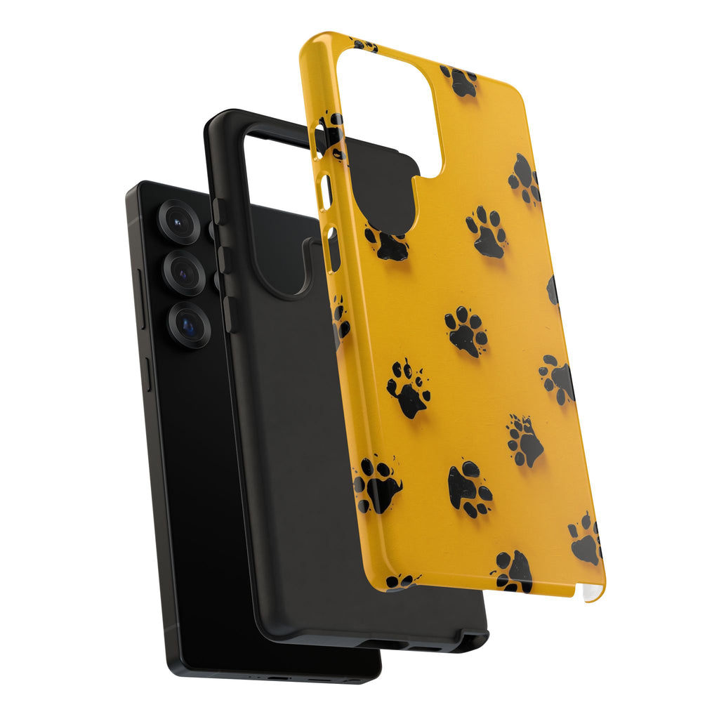 Yellow Paw Print Tough Samsung Galaxy Case — Protective Dog & Cat Lover Cover