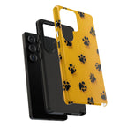Yellow Paw Print Tough Samsung Galaxy Case — Protective Dog & Cat Lover Cover