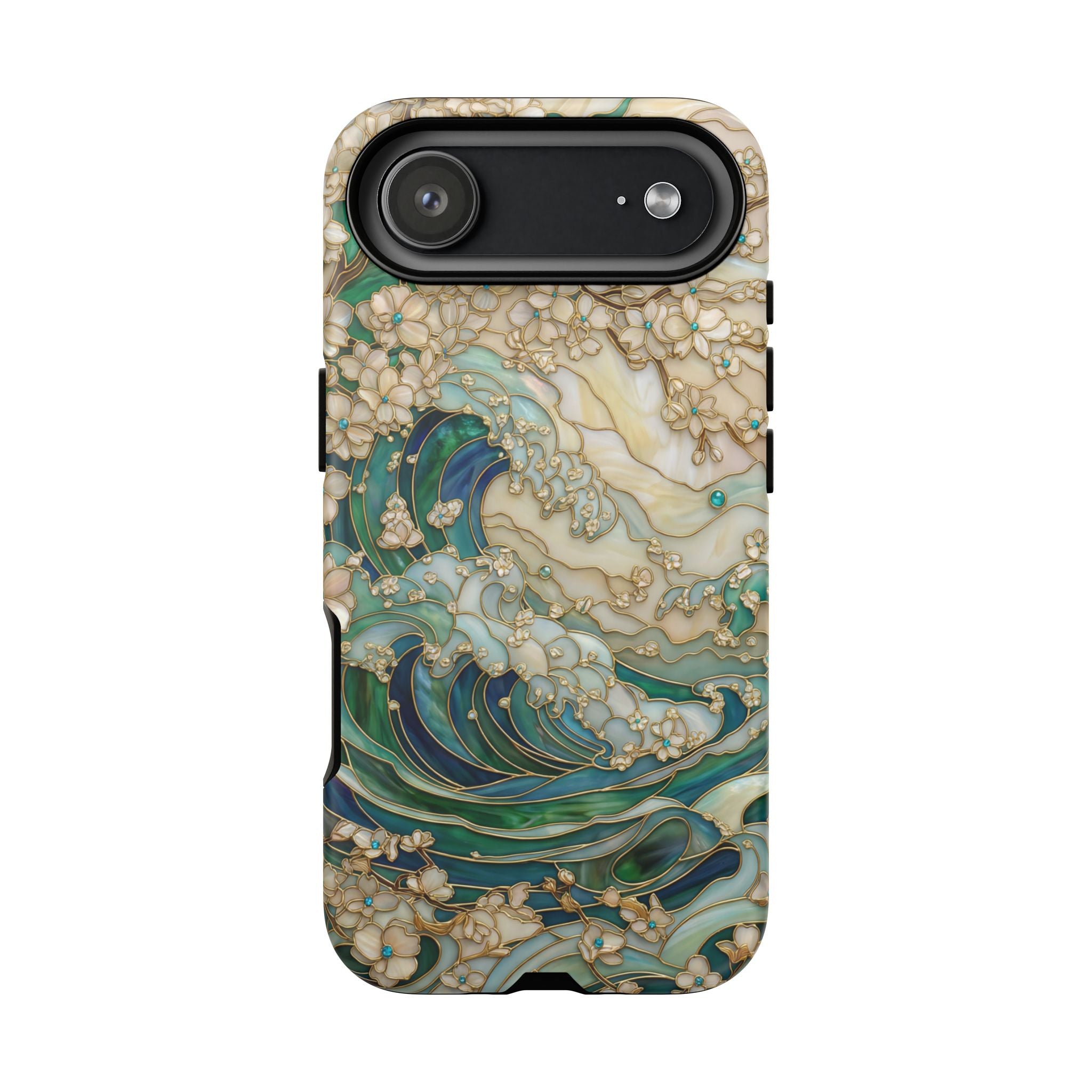 Elegant Ocean Wave Floral Art iPhone Case
