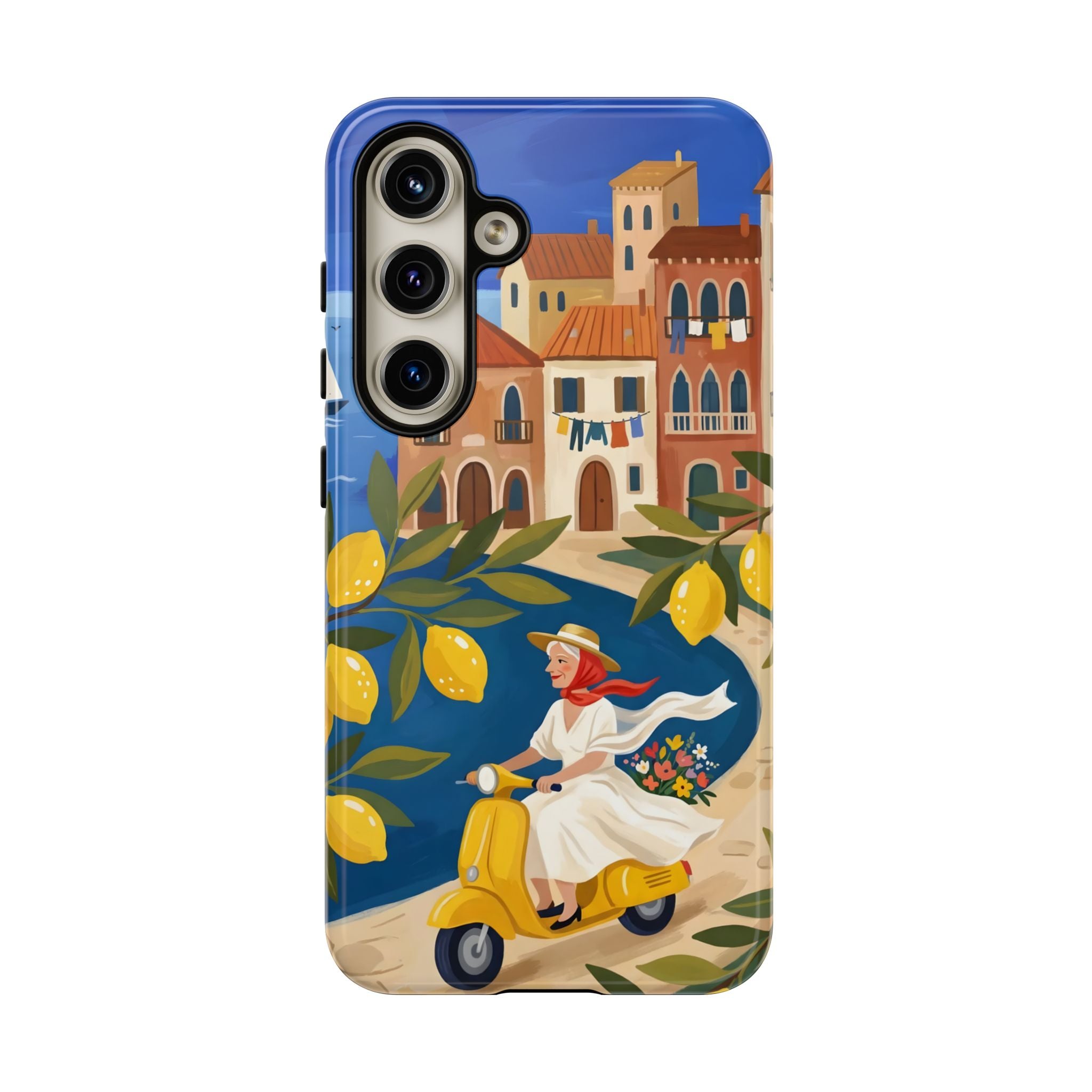 Lemon Coast Scooter Samsung Galaxy Phone Case | Mediterranean Vespa Travel Designn