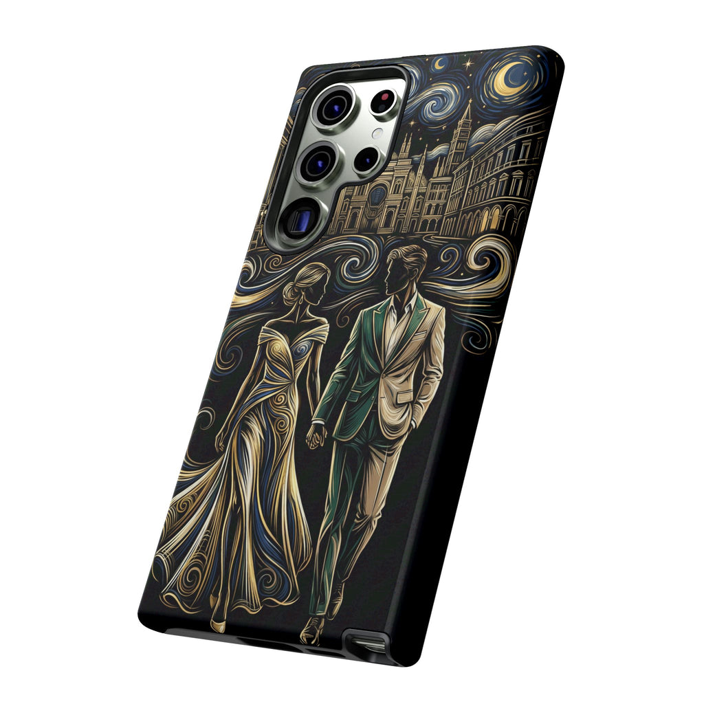 Romantic Night Walk Samsung Galaxy Phone Case | Elegant Couple Art