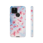 Floral Petal Tough Google Pixel Case | Pink Falling Blossoms