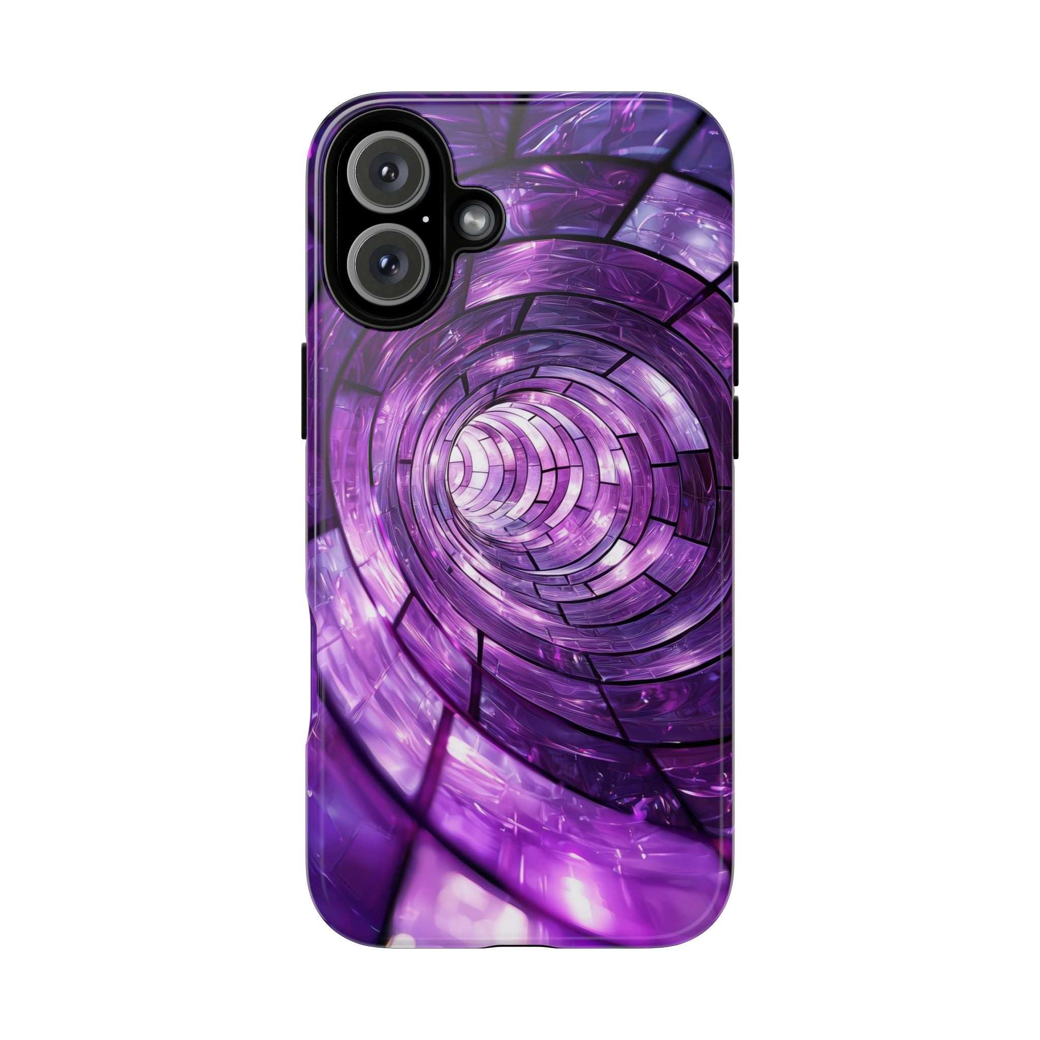 Purple Vortex Tough iPhone Case — Abstract Spiral Protective Cover