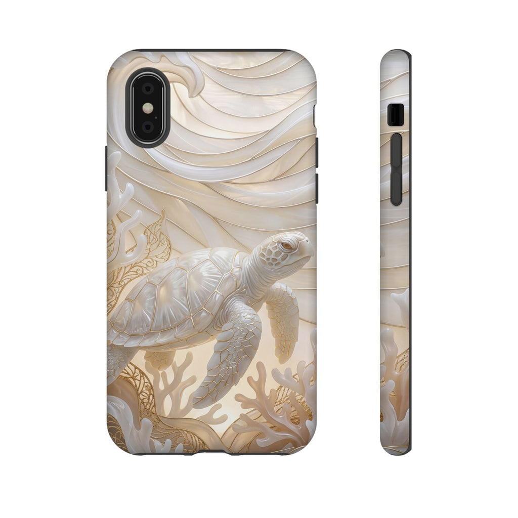 Sea Turtle Tough iPhone Case — Elegant Nautical Coral Design