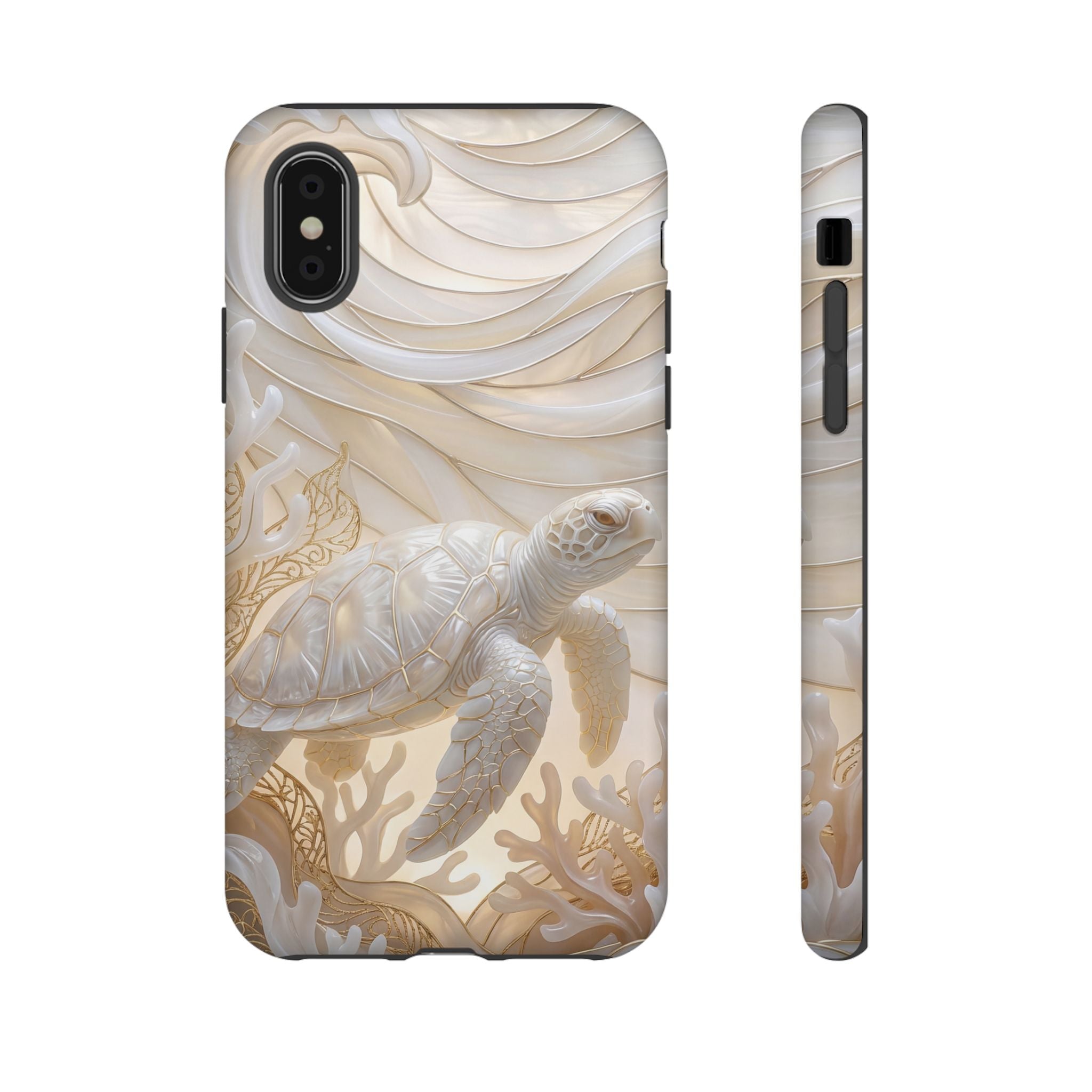 Sea Turtle Tough iPhone Case — Elegant Nautical Coral Design