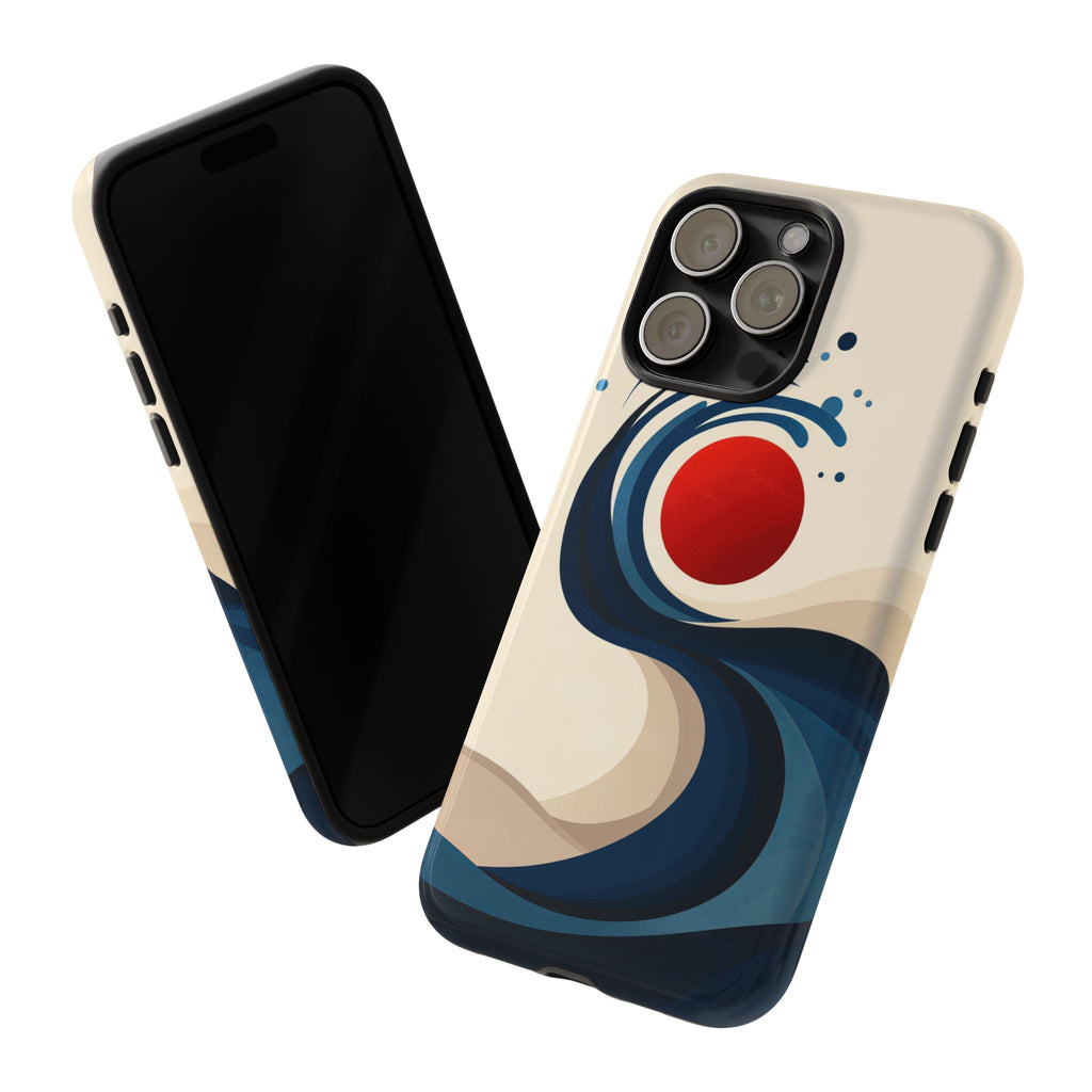 Abstract Wave iPhone Case | Red Sun Ocean Art