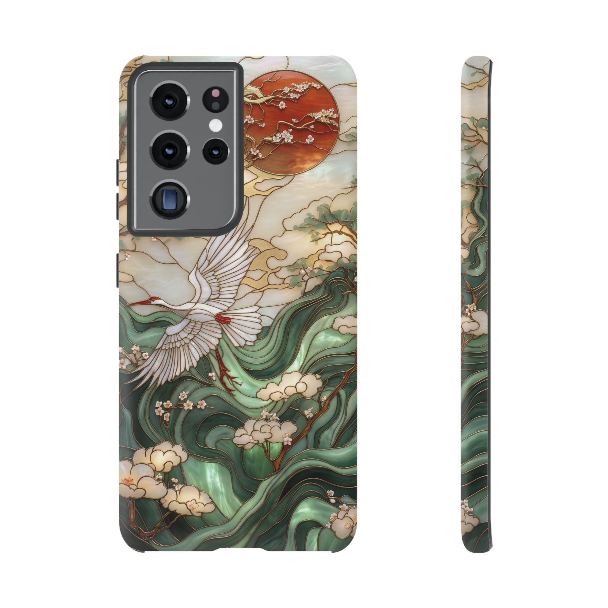 Cranes & Waves Protective Samsung Galaxy Case | Japanese-Inspired Art Phone Cover