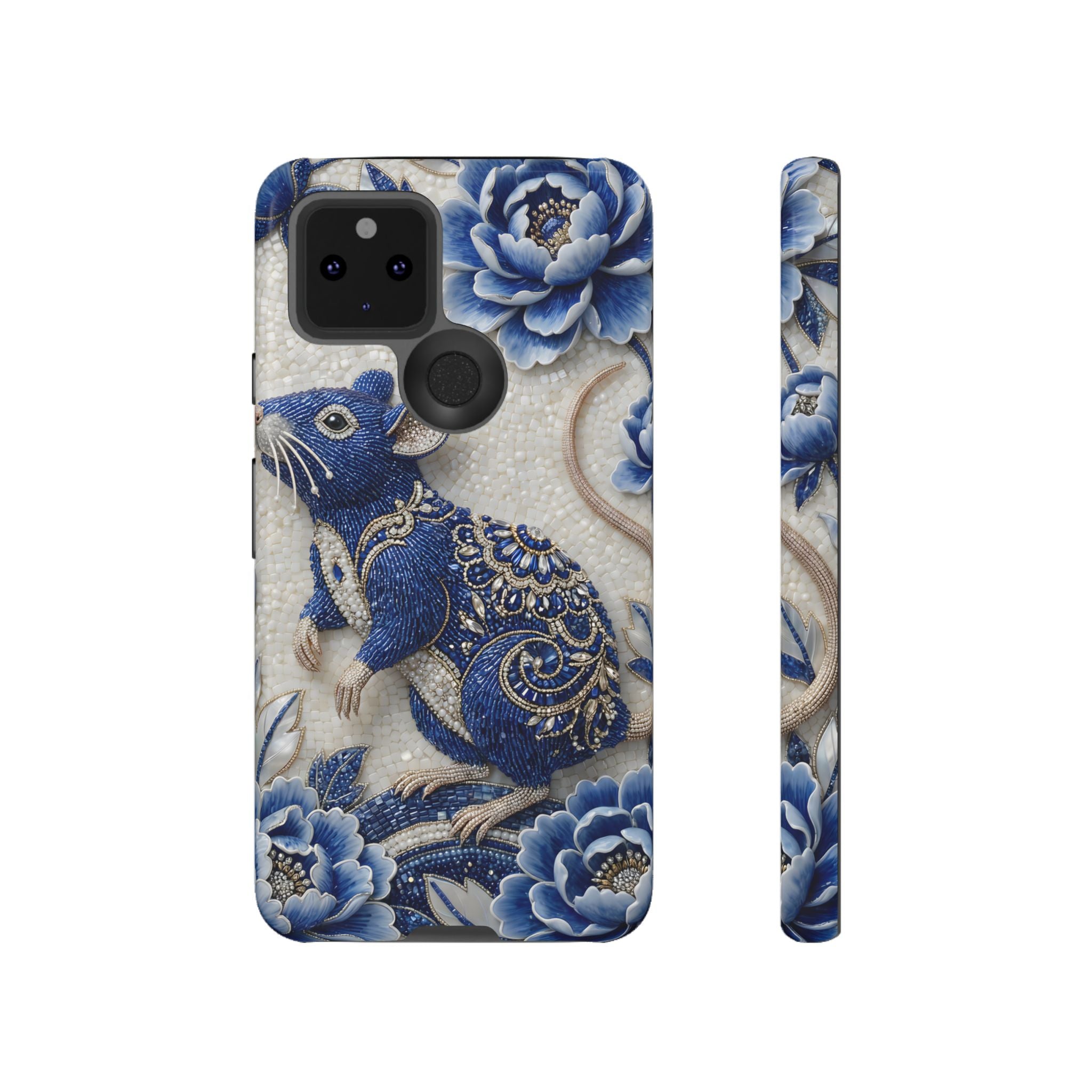 Asian Zodiac Rat Google Pixel Phone Case | Blue & White Porcelain Art Slim Protective iPhone Case | Year of the Rat Gift