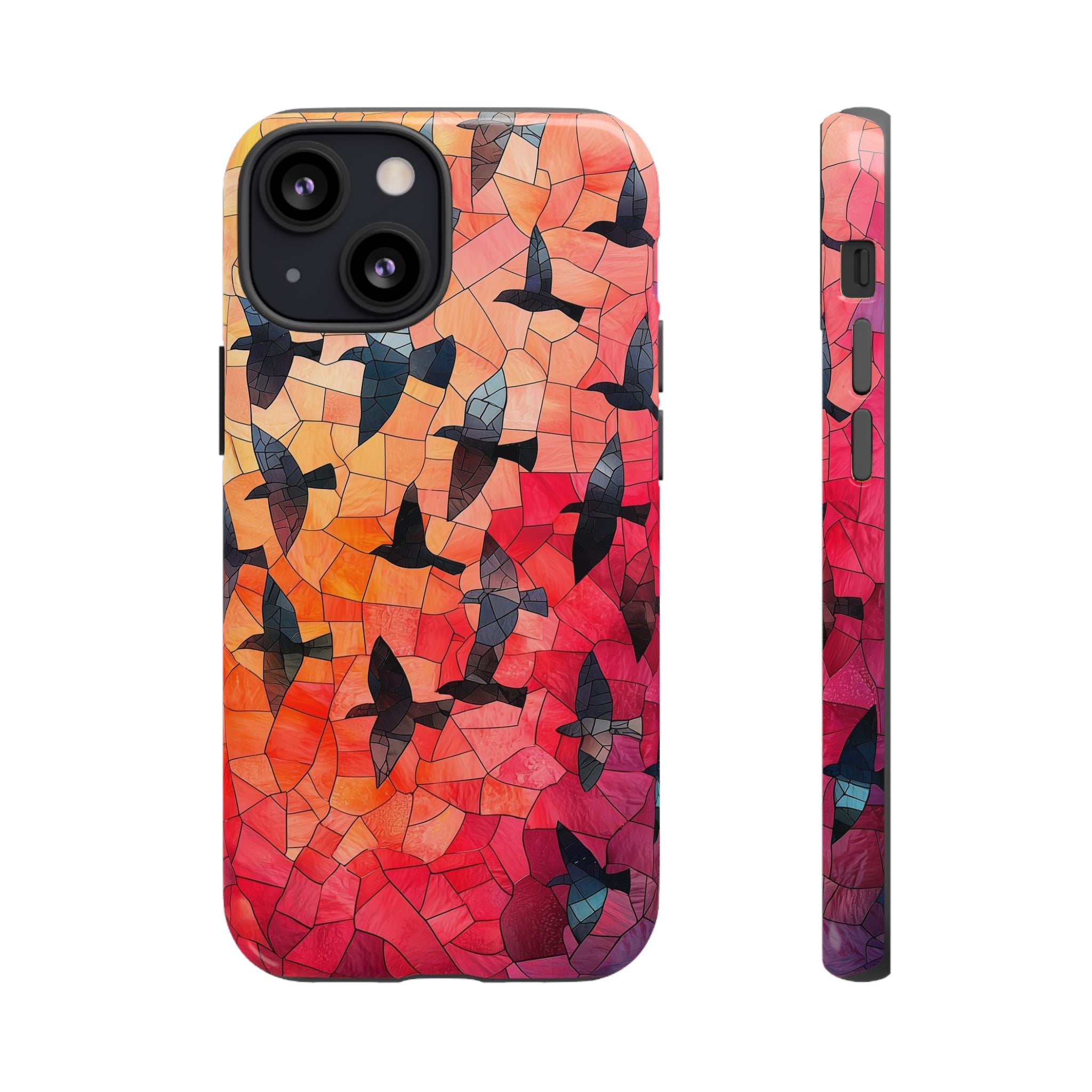 Stained Glass Mosaic Sunset Birds iPhone Case