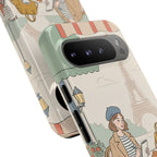 Paris Cafe  Google Pixel Phone Case | Cute Vintage Eiffel Tower Travel