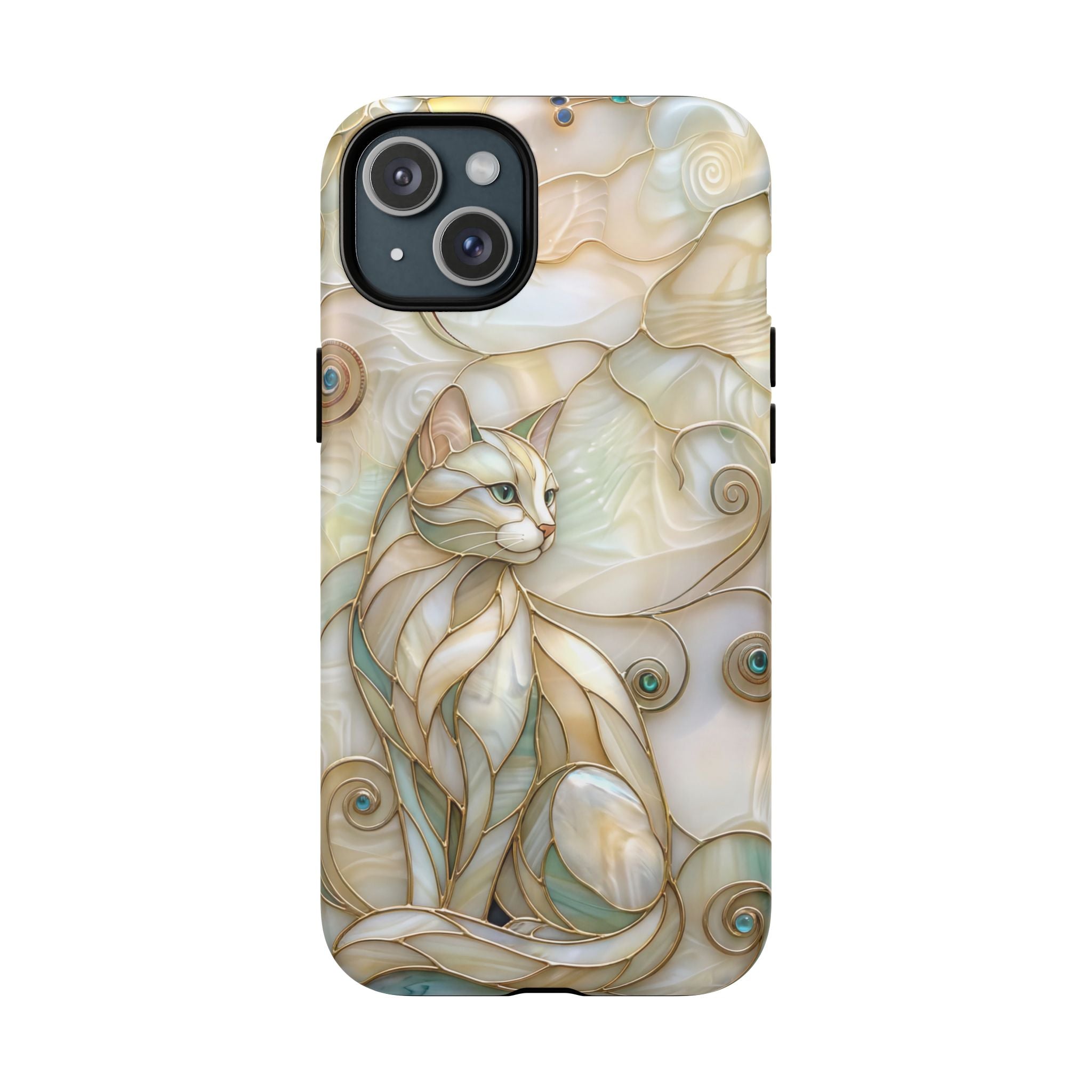 Art Nouveau Cat Phone Case | Elegant Stained-Glass Style Tough MagSafe Case