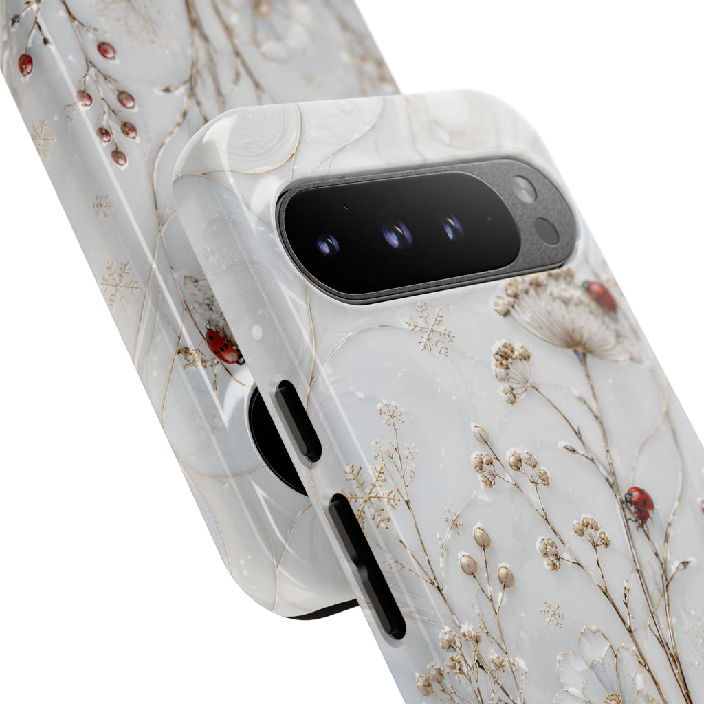 Ladybug Floral Google Pixel Phone Case | White Flower iPhone Case