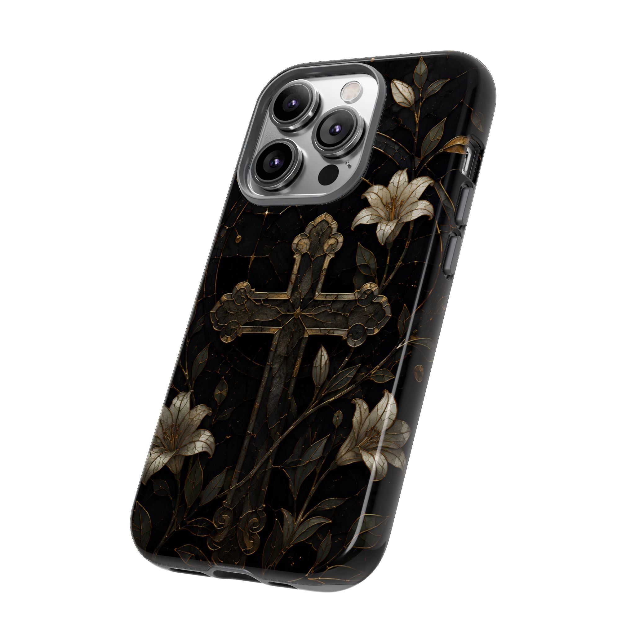 Gothic Cross Lily iPhone Case | Christian iPhone Case