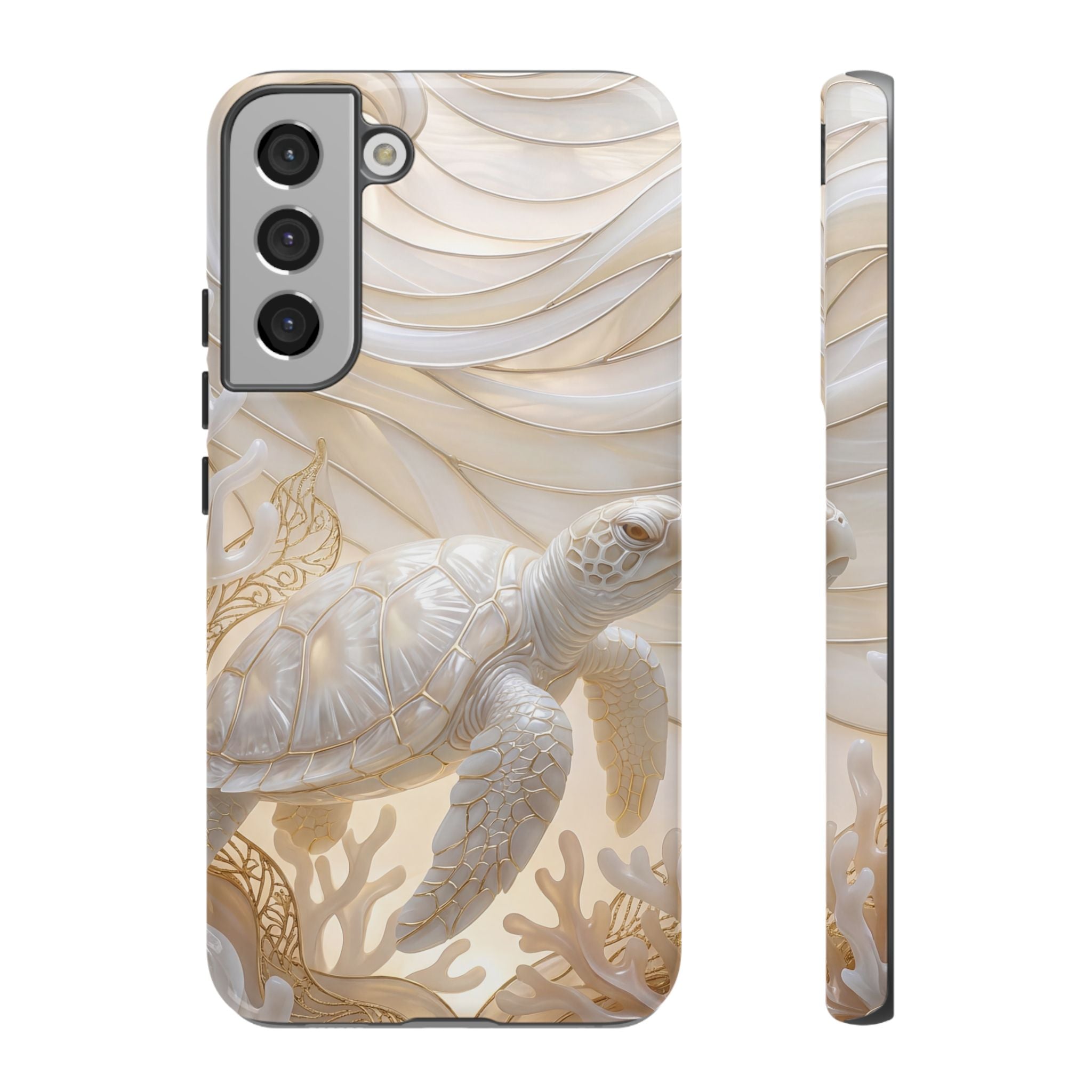 Sea Turtle Tough Samsung Galaxy Case — Elegant Nautical Coral Design