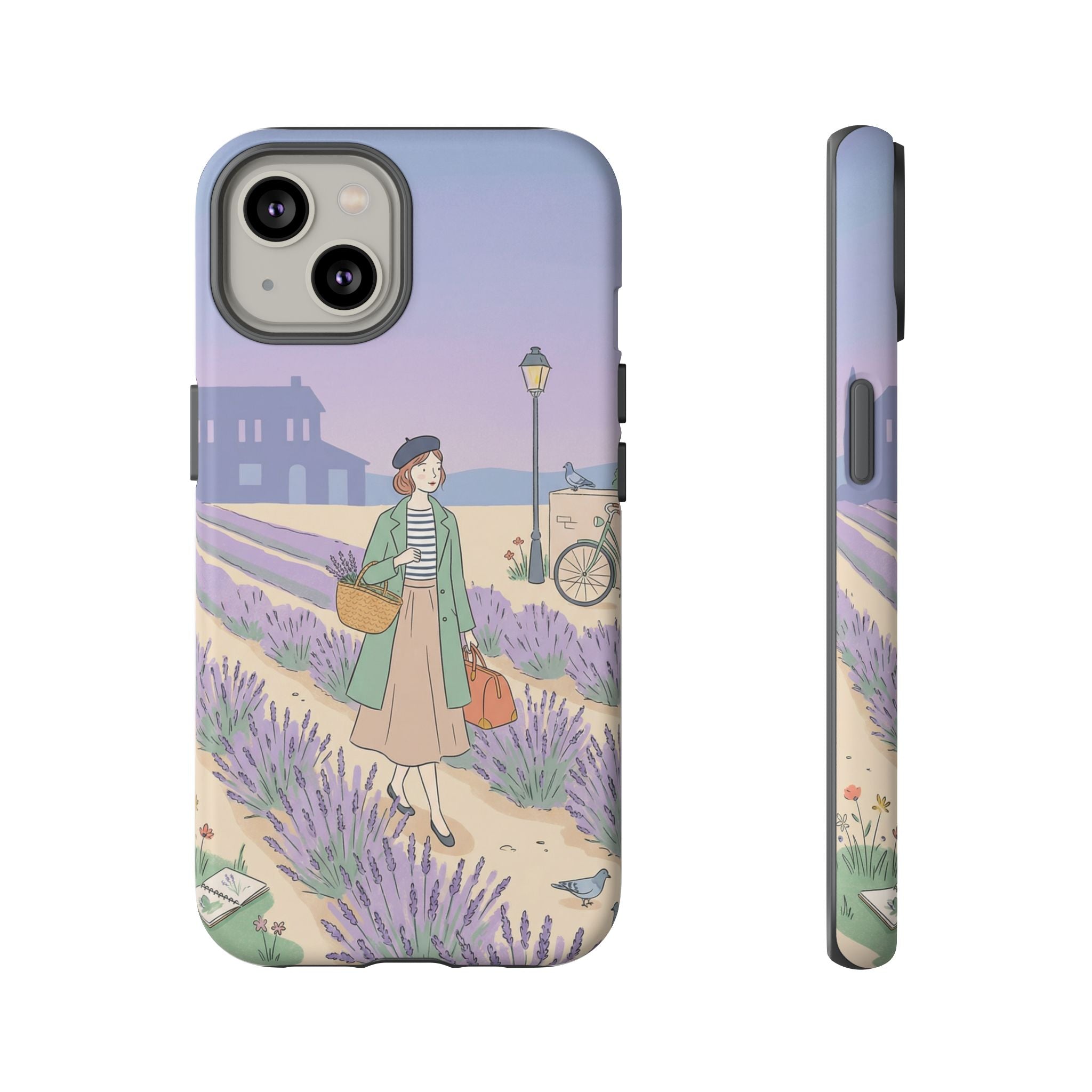 Lavender Field iPhone Case | Vintage Travel Illustration Protective Case