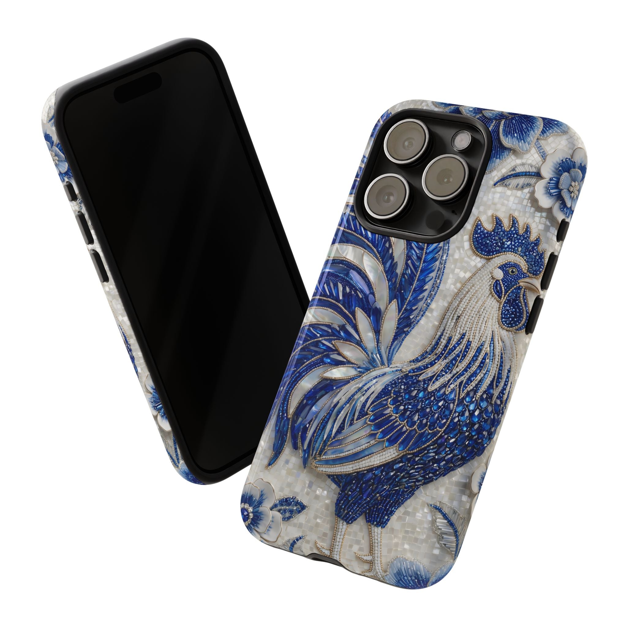 Asian Zodiac Rooster iPhone Case | Blue & White Porcelain Slim Shockproof Case | Year of the Rooster Gift