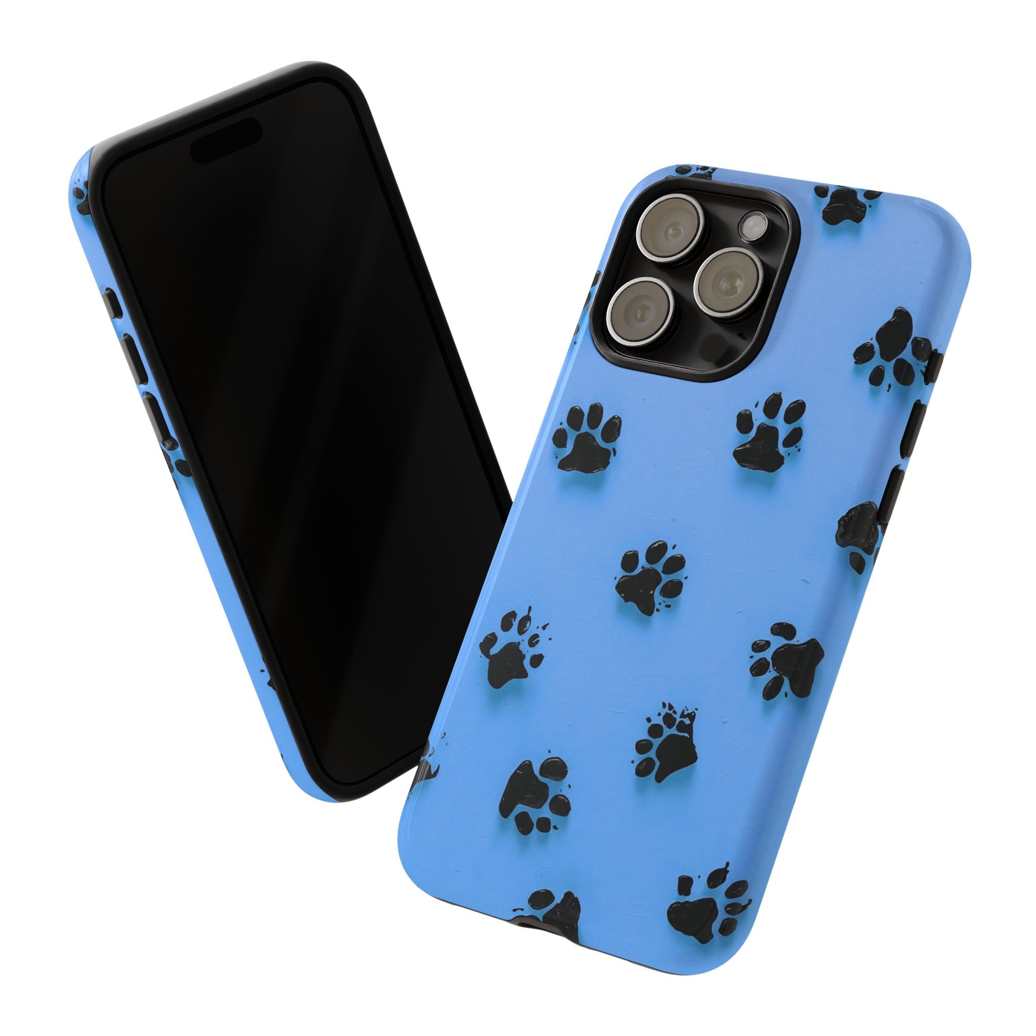 Blue Paw Print Tough iPhone Case — Protective Dog & Cat Lover Cover