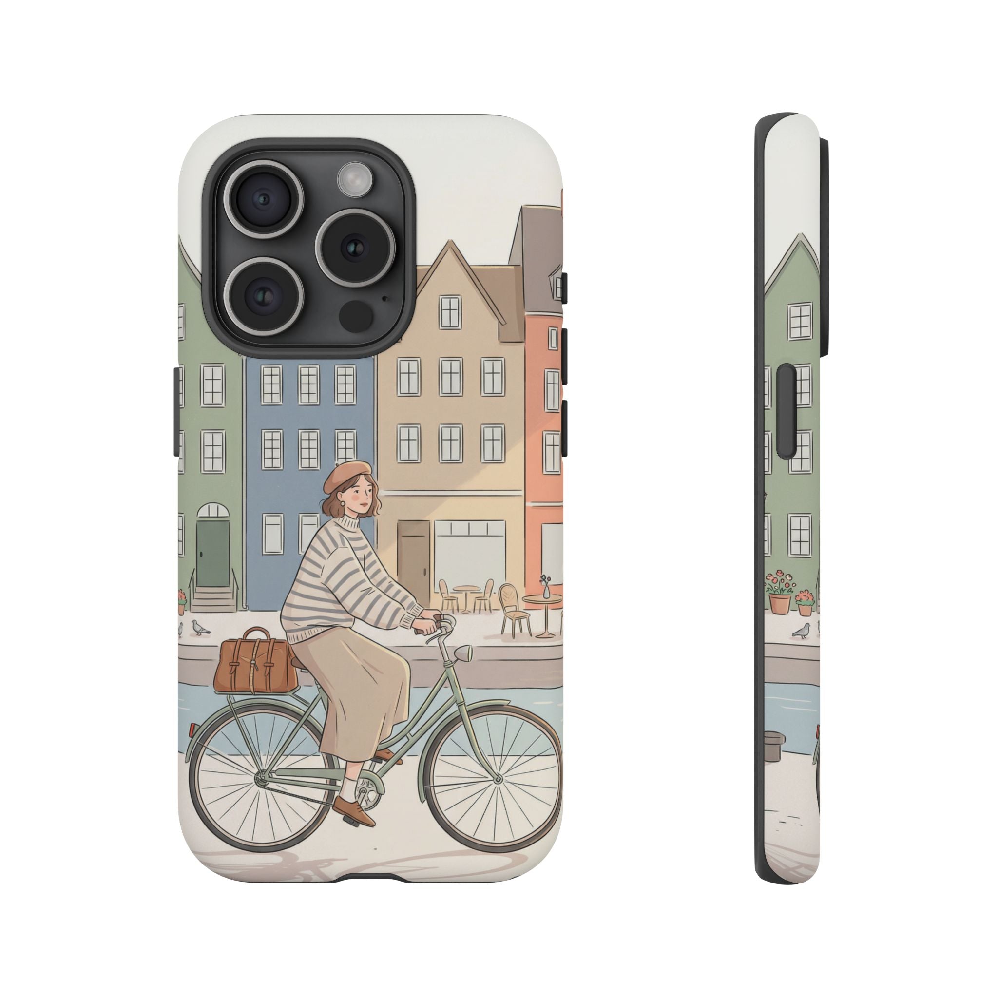 City Bike iPhone Case | Cozy European Street Illustration Tough Cases