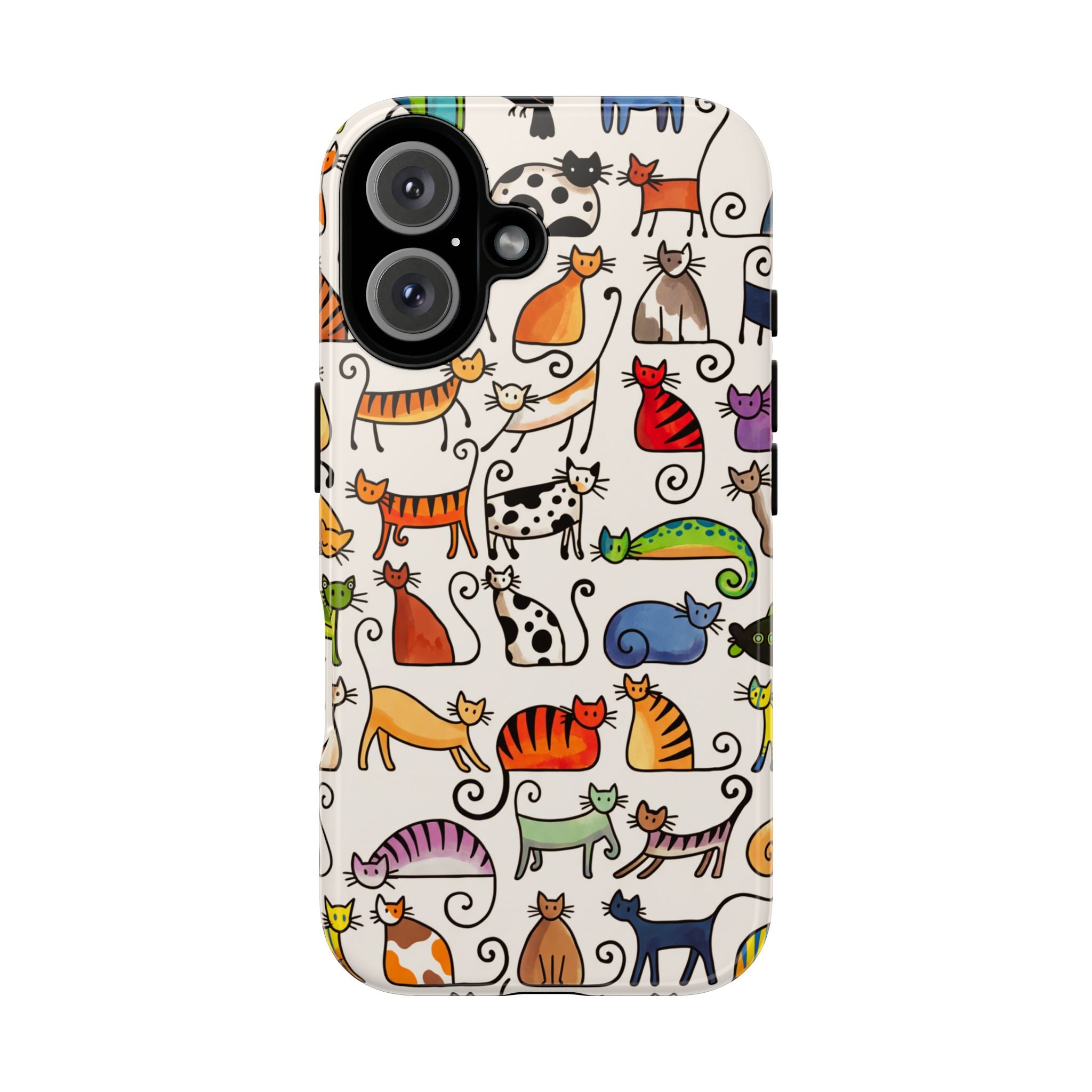 Cat Pattern Tough iPhone Case | Colourful Cartoon Cats