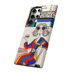 Retro Cafe Samsung Galaxy Phone Case | Colourful Chic Woman Illustration