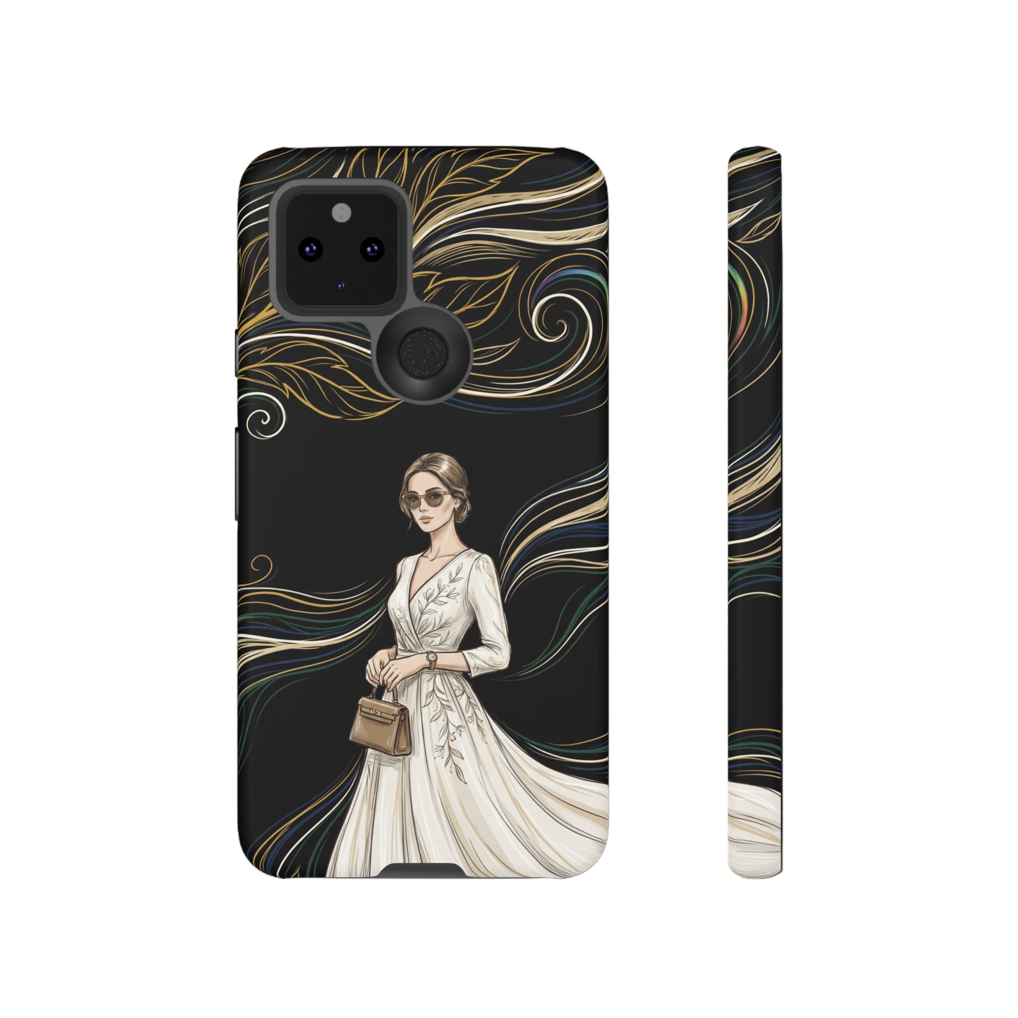 Elegant Woman Illustration Google Pixel Phone Case | Vintage Bride in Flowing Gown