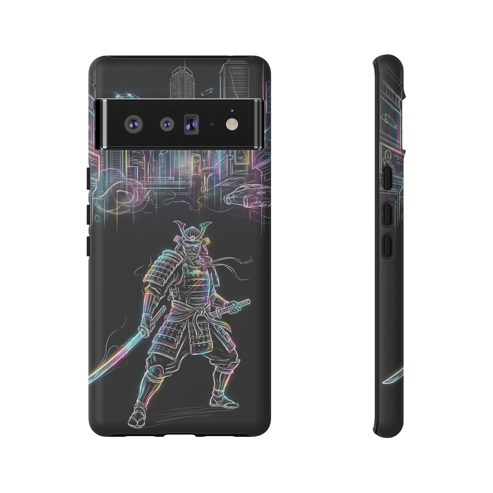 Neon Samurai Google Pixel Phone Case | Cyberpunk City Armor