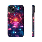 Neon Tunnel Tough iPhone Case — Retro Futuristic Galaxy Design