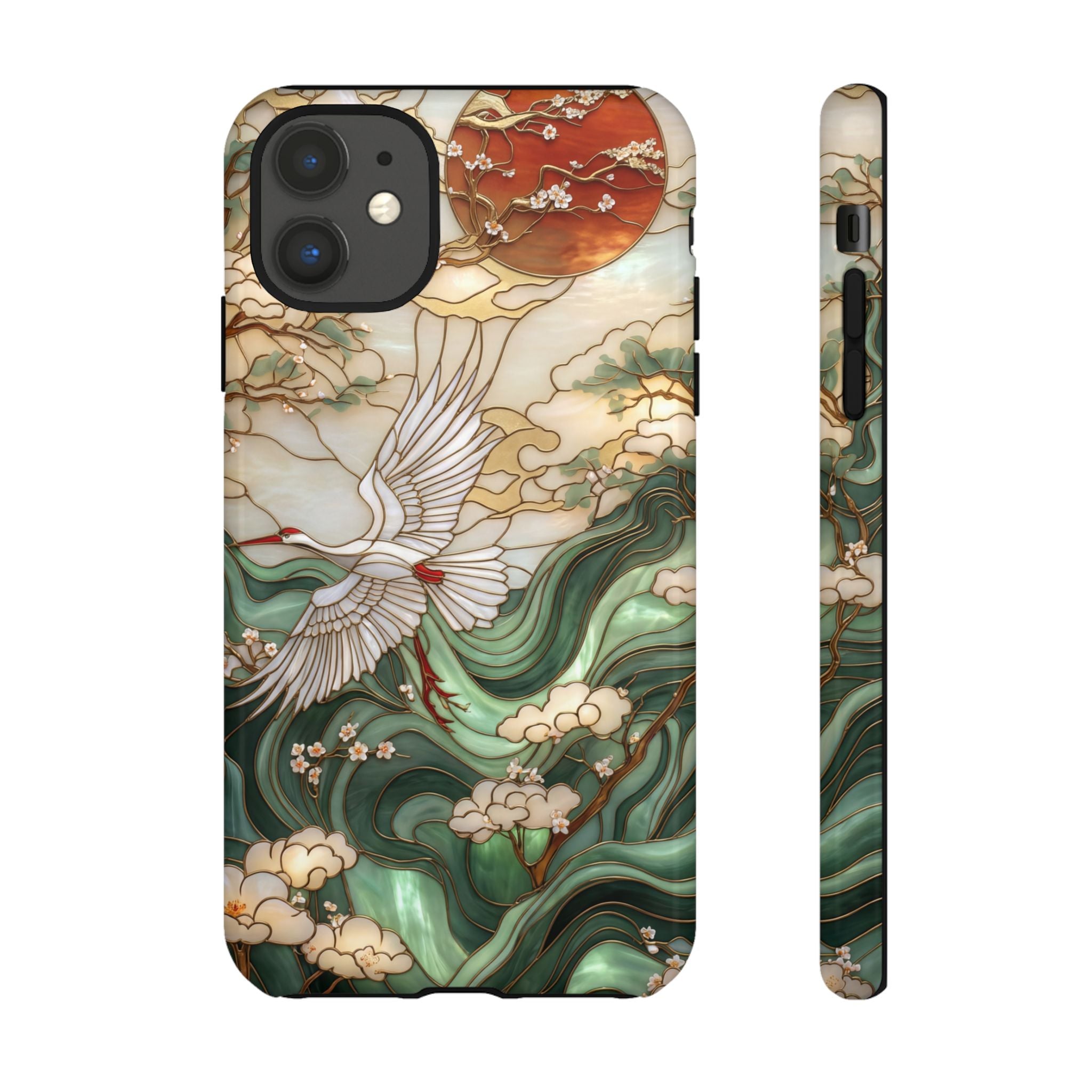 Cranes & Waves Protective iPhone Case | Japanese-Inspired Art Phone Cover