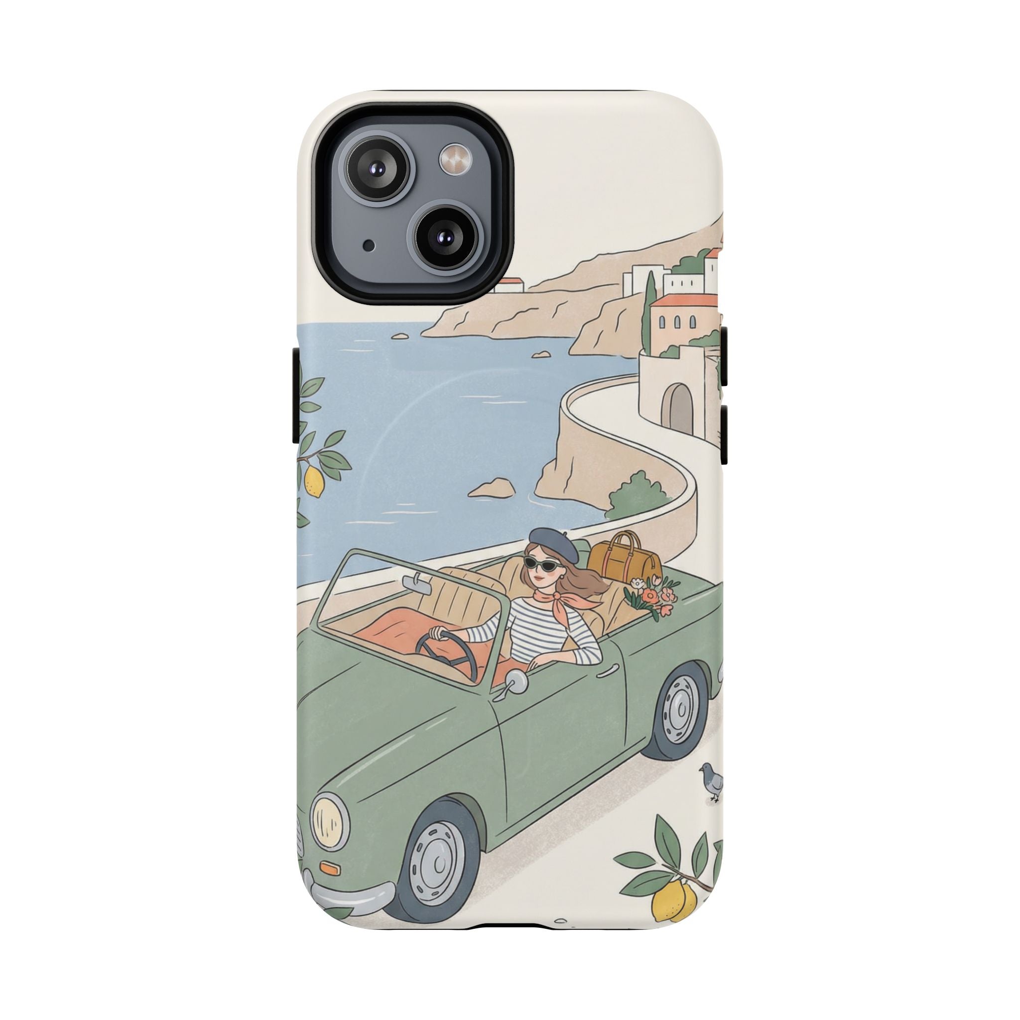 Retro Coastal Road Trip Design MagSafe iPhone Case