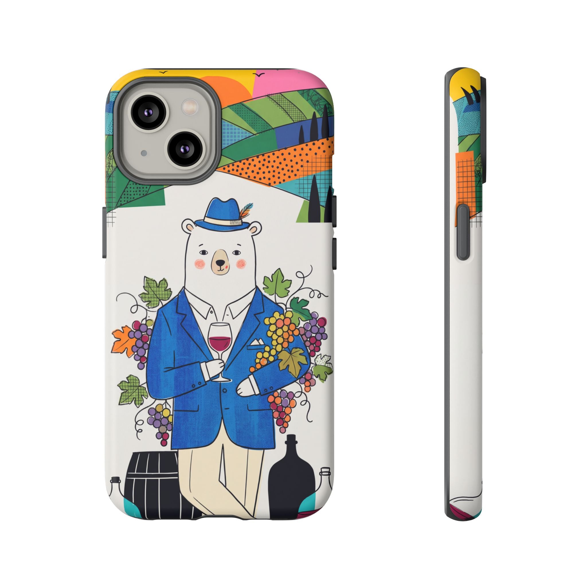 Dapper Polar Bear Wine Lover Illustrated Protective iPhone Case