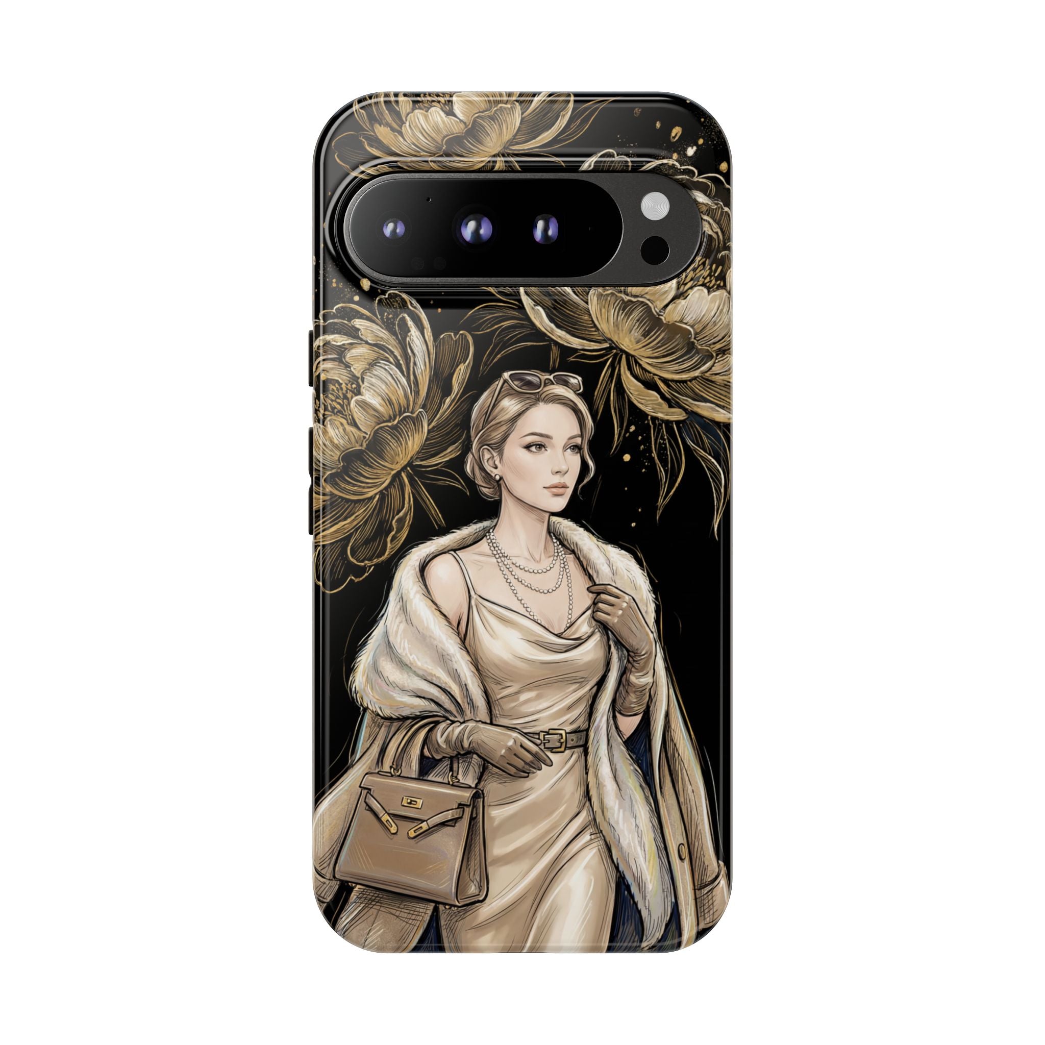 Elegant Vintage Lady Floral Google Pixel Phone Case | Chic Protective Cover for Women