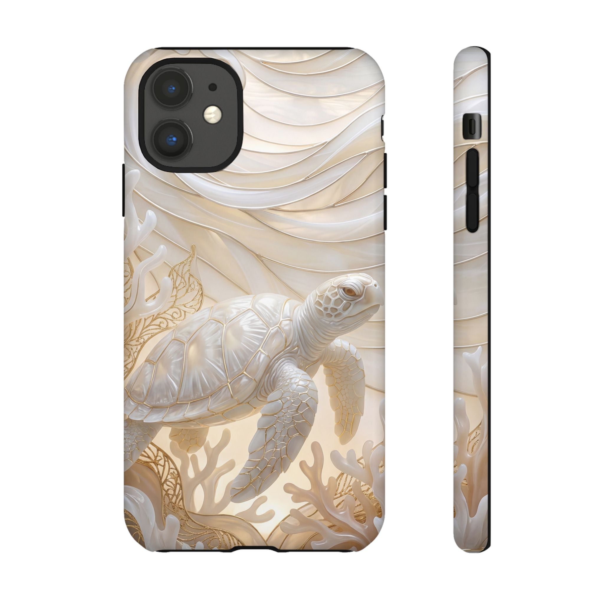Sea Turtle Tough iPhone Case — Elegant Nautical Coral Design