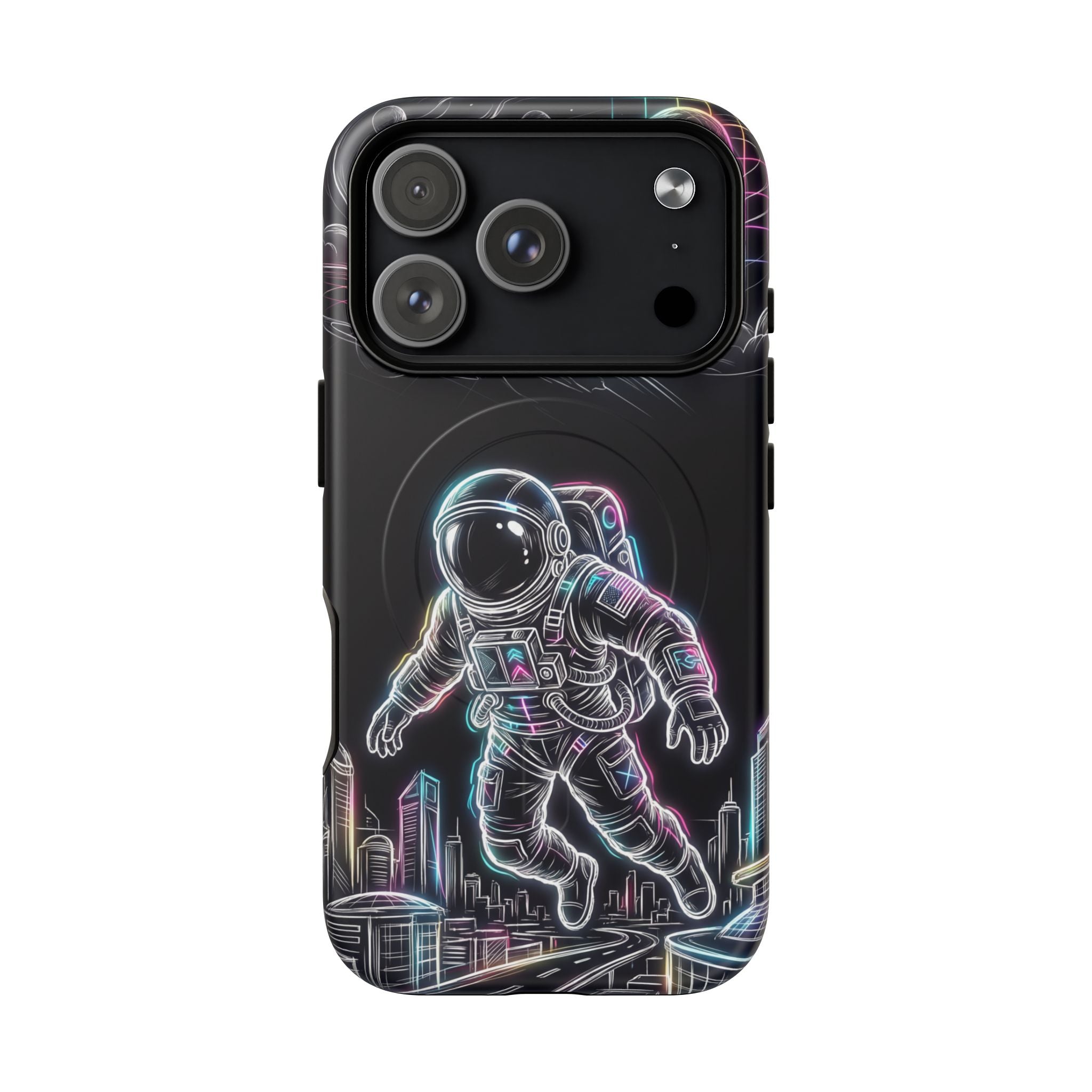 Space Explorer Astronaut NeonMagSafe iPhone Case