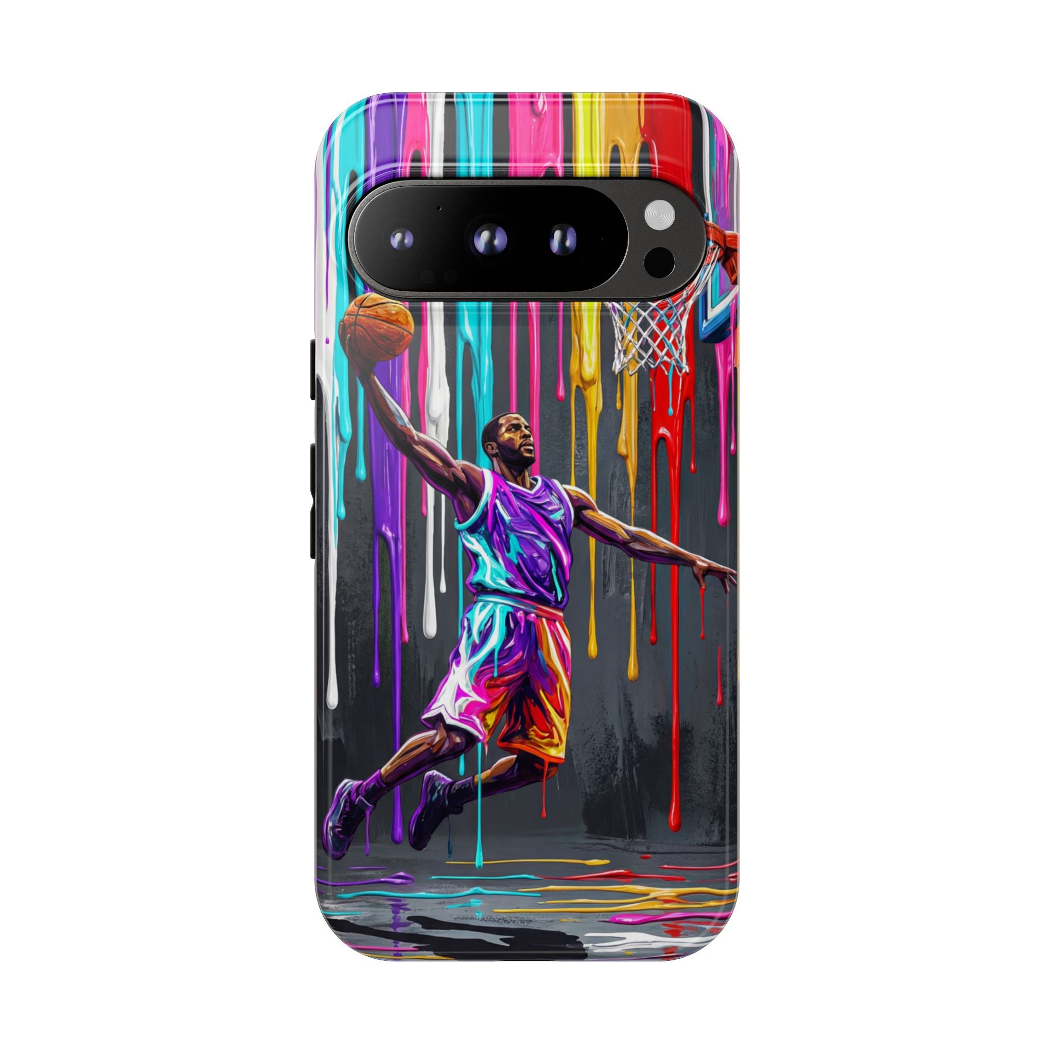 Color Splash Basketball Google Pixel Phone Case | Vibrant Drip Dunk Design