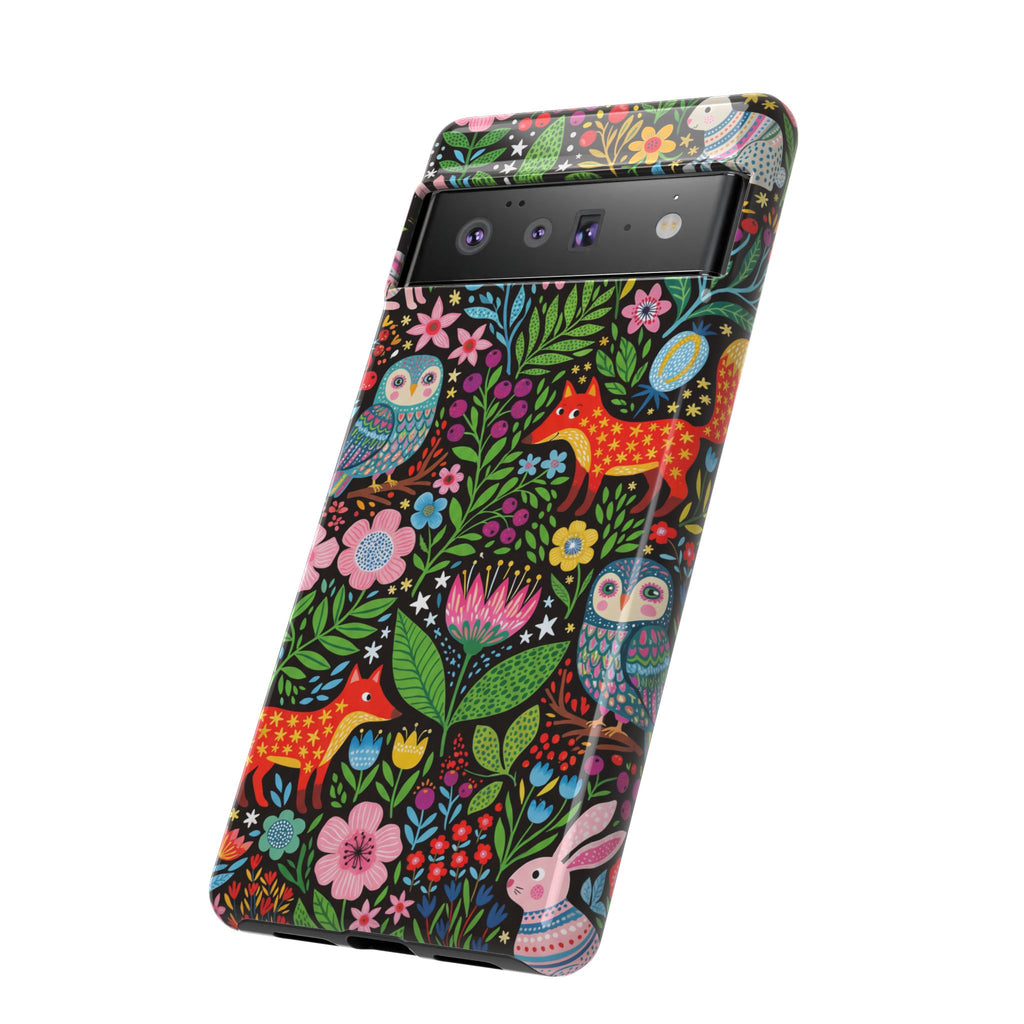 Floral Woodland Google Pixel Phone Case | Colourful Fox & Owl Protective Cover