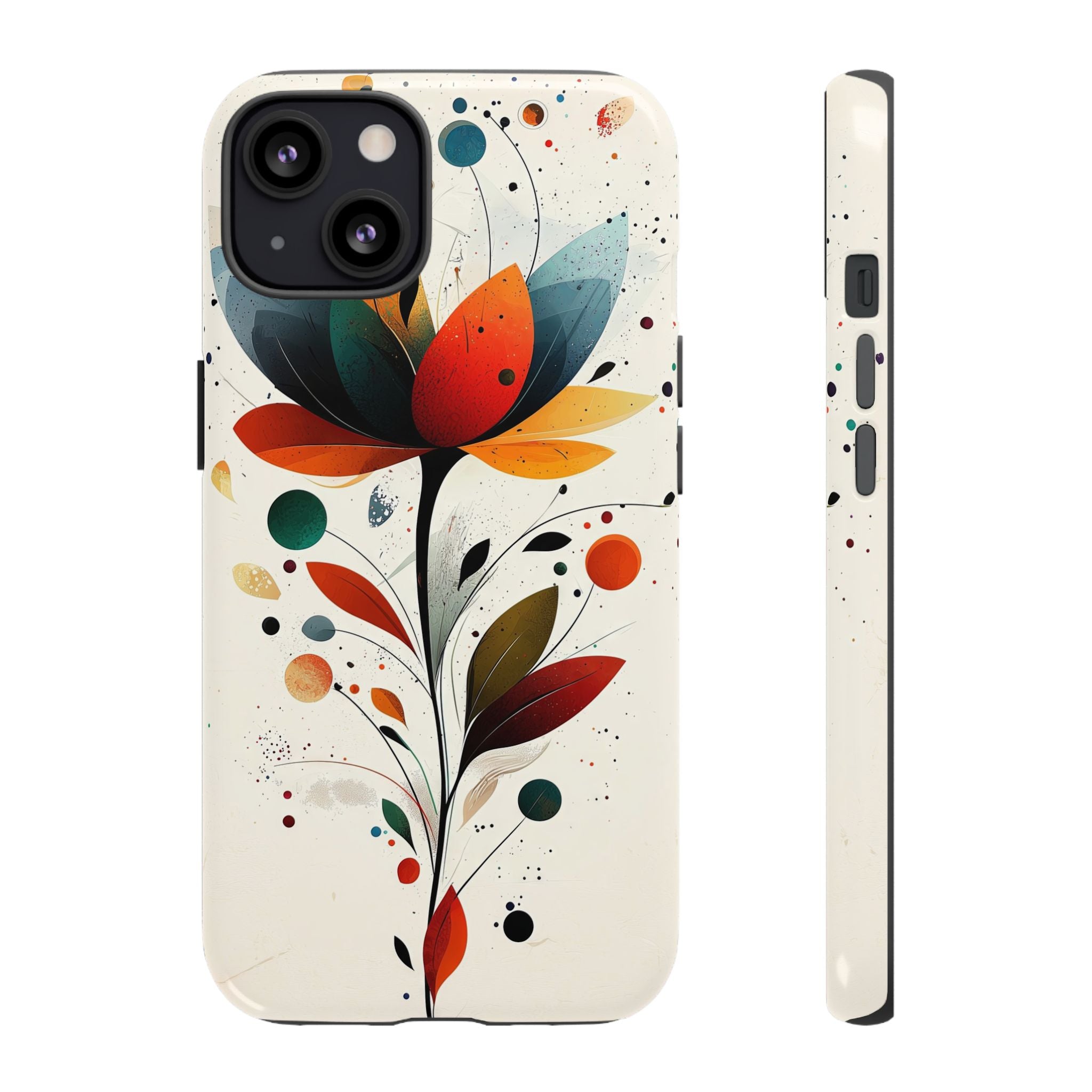 Floral Abstract Tough iPhone Case | Colourful Lotus Art Protective Cover