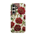 Custodia resistente per Samsung Galaxy con motivo floreale vintage a rosa rossa